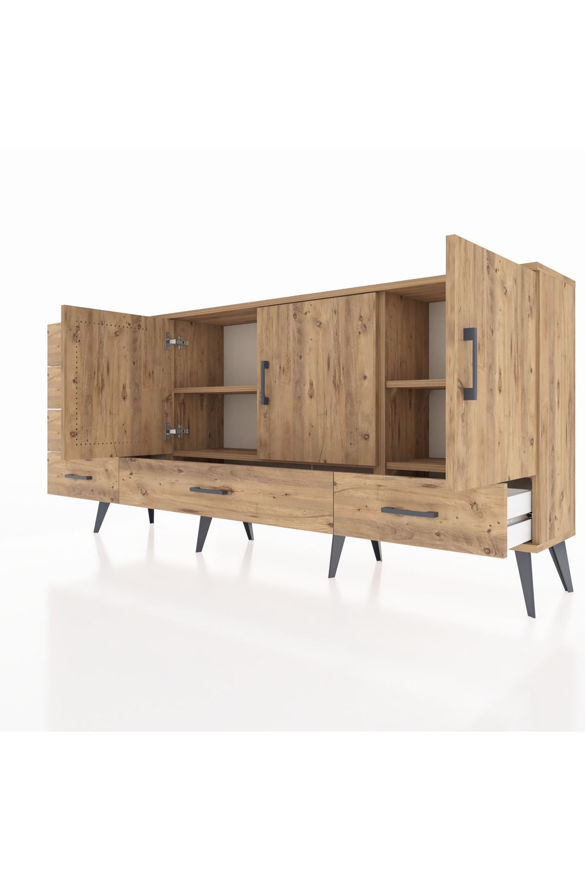 Arges Konsol 4 Raflı 6 Çekmeceli 3 Kapaklı 176x30x83 - S148M033V21A