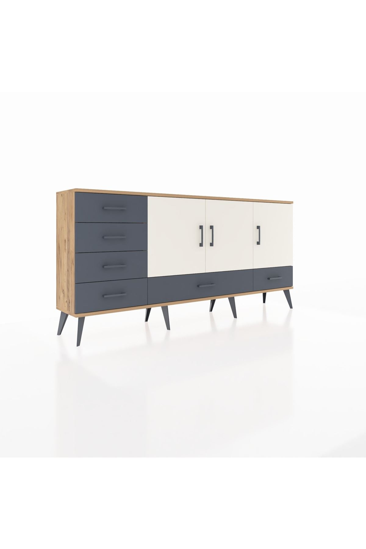 Arges Konsol 4 Raflı 6 Çekmeceli 3 Kapaklı 176x30x83 - S148M033V23A