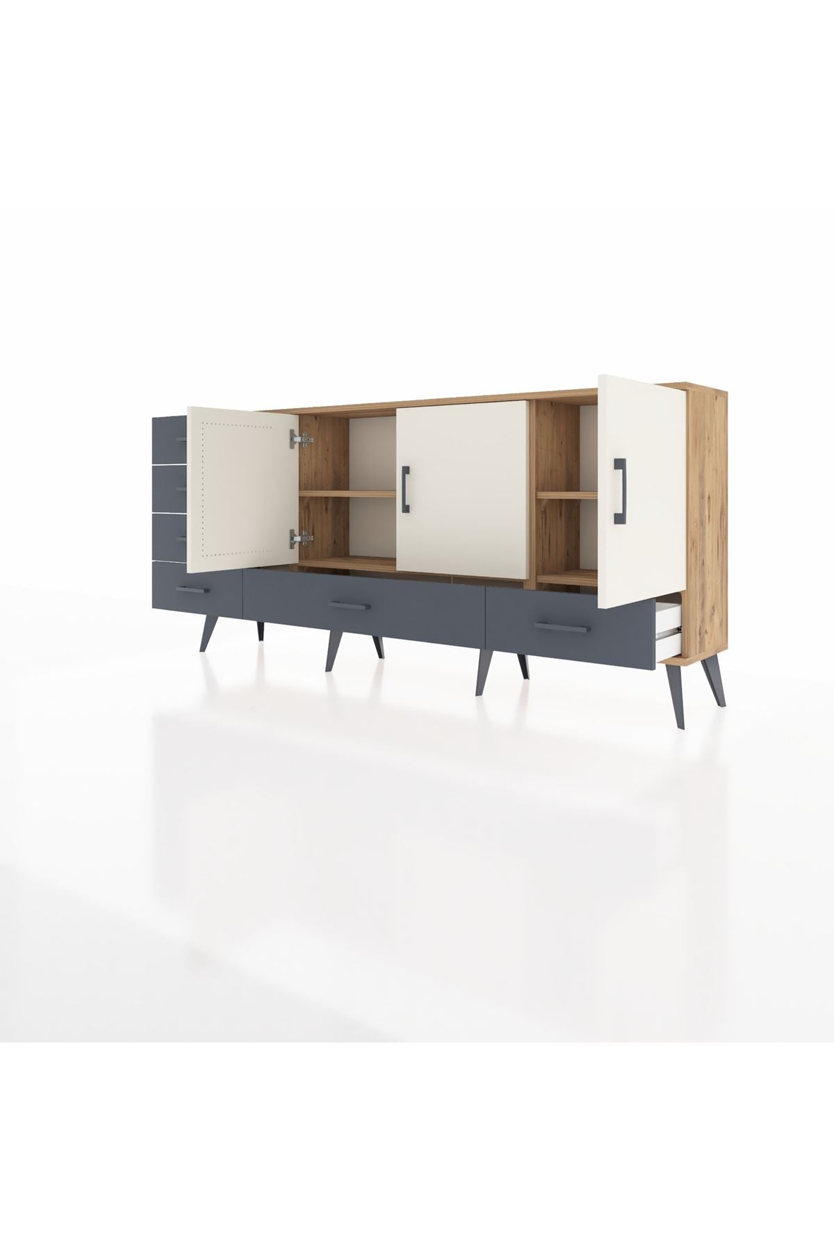 Arges Konsol 4 Raflı 6 Çekmeceli 3 Kapaklı 176x30x83 - S148M033V23A