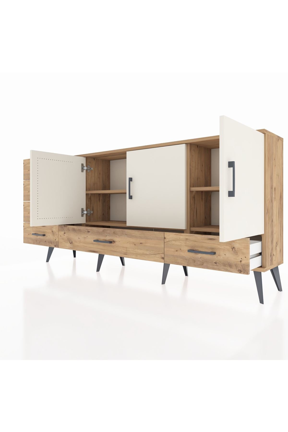 Arges Konsol 4 Raflı 6 Çekmeceli 3 Kapaklı 176x30x83 - S148M033V24A