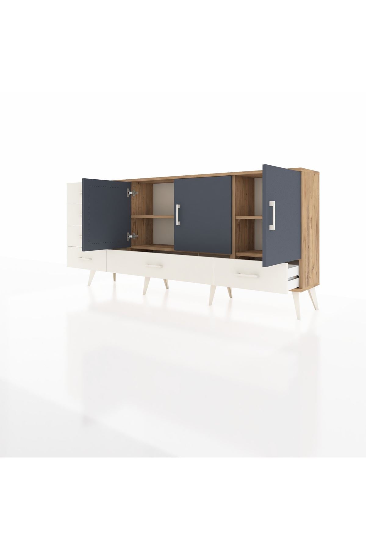 Arges Konsol 4 Raflı 6 Çekmeceli 3 Kapaklı 176x30x83 - S148M033V25A