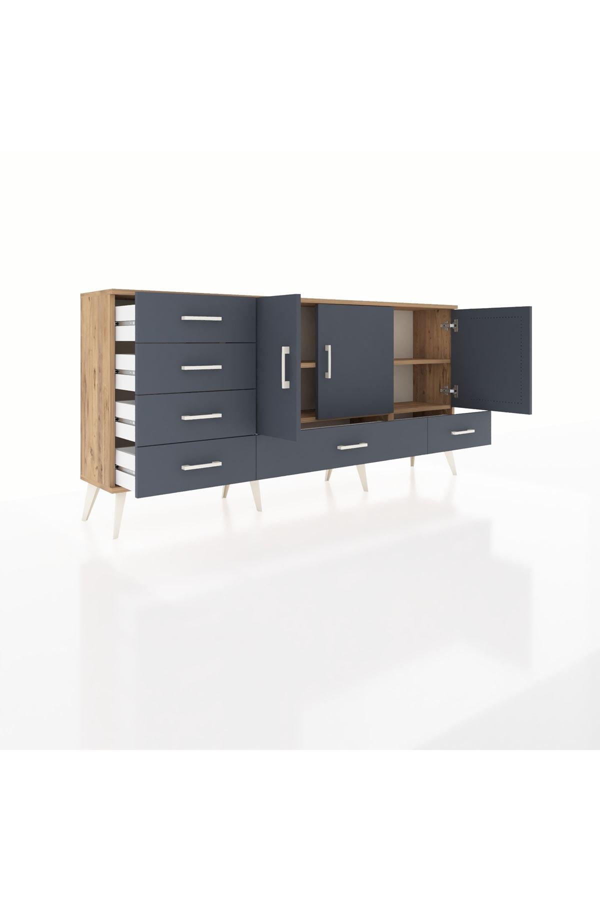 Arges Konsol 4 Raflı 6 Çekmeceli 3 Kapaklı 176x30x83 - S148M033V26A