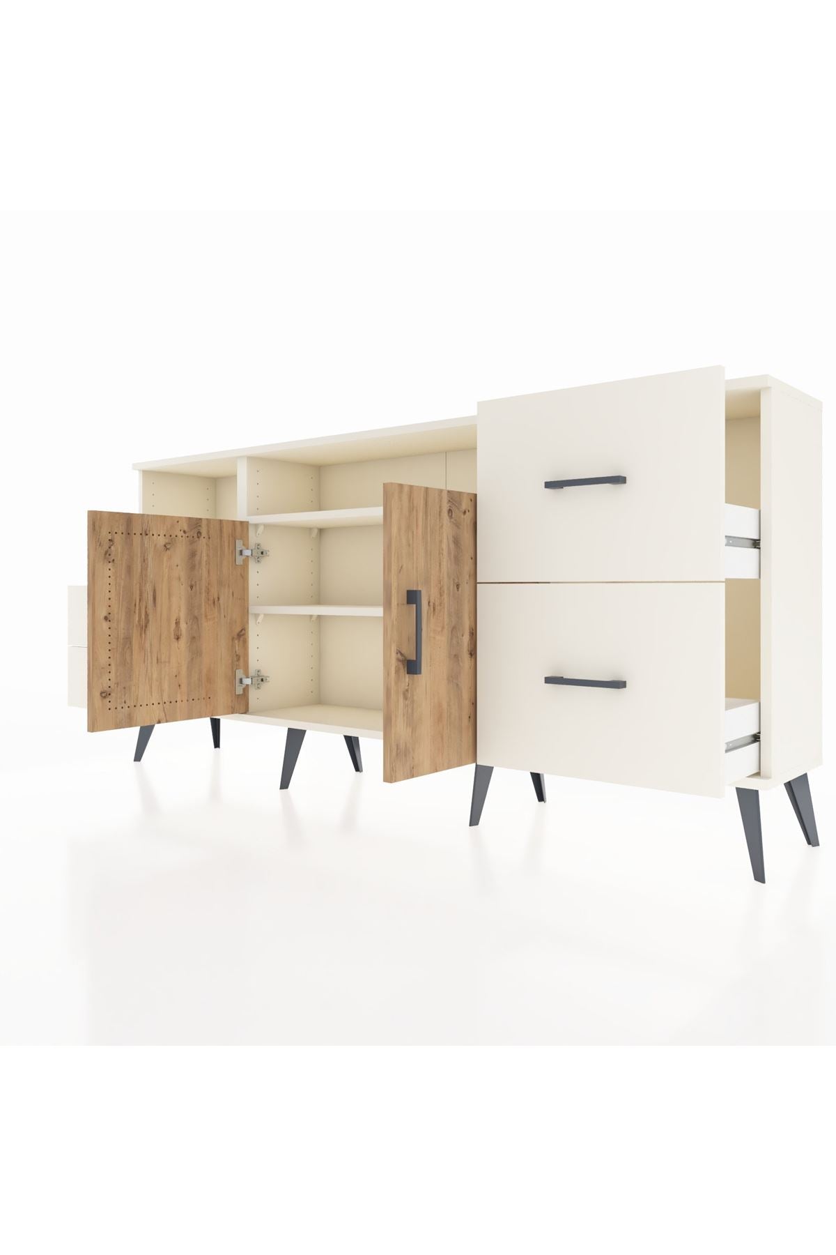 Arges Konsol 3 Raflı 4 Çekmeceli 2 Kapaklı 176x30x83 - S148M034V01A