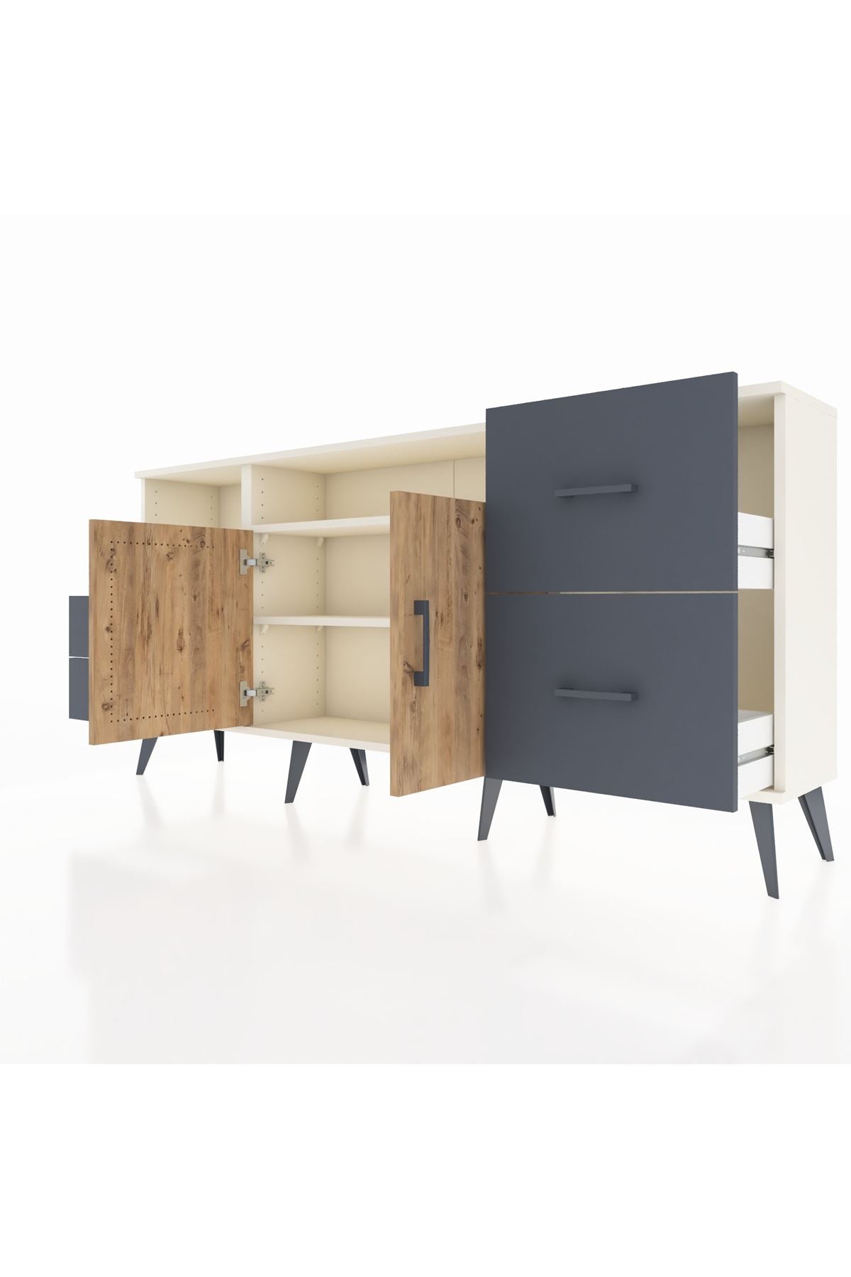 Arges Konsol 3 Raflı 4 Çekmeceli 2 Kapaklı 176x30x83 - S148M034V02A