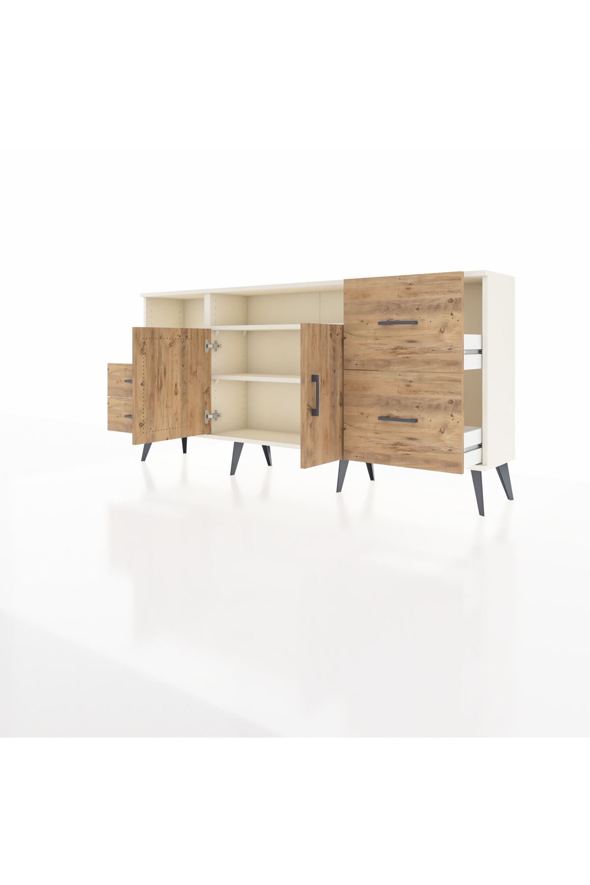 Arges Konsol 3 Raflı 4 Çekmeceli 2 Kapaklı 176x30x83 - S148M034V03A