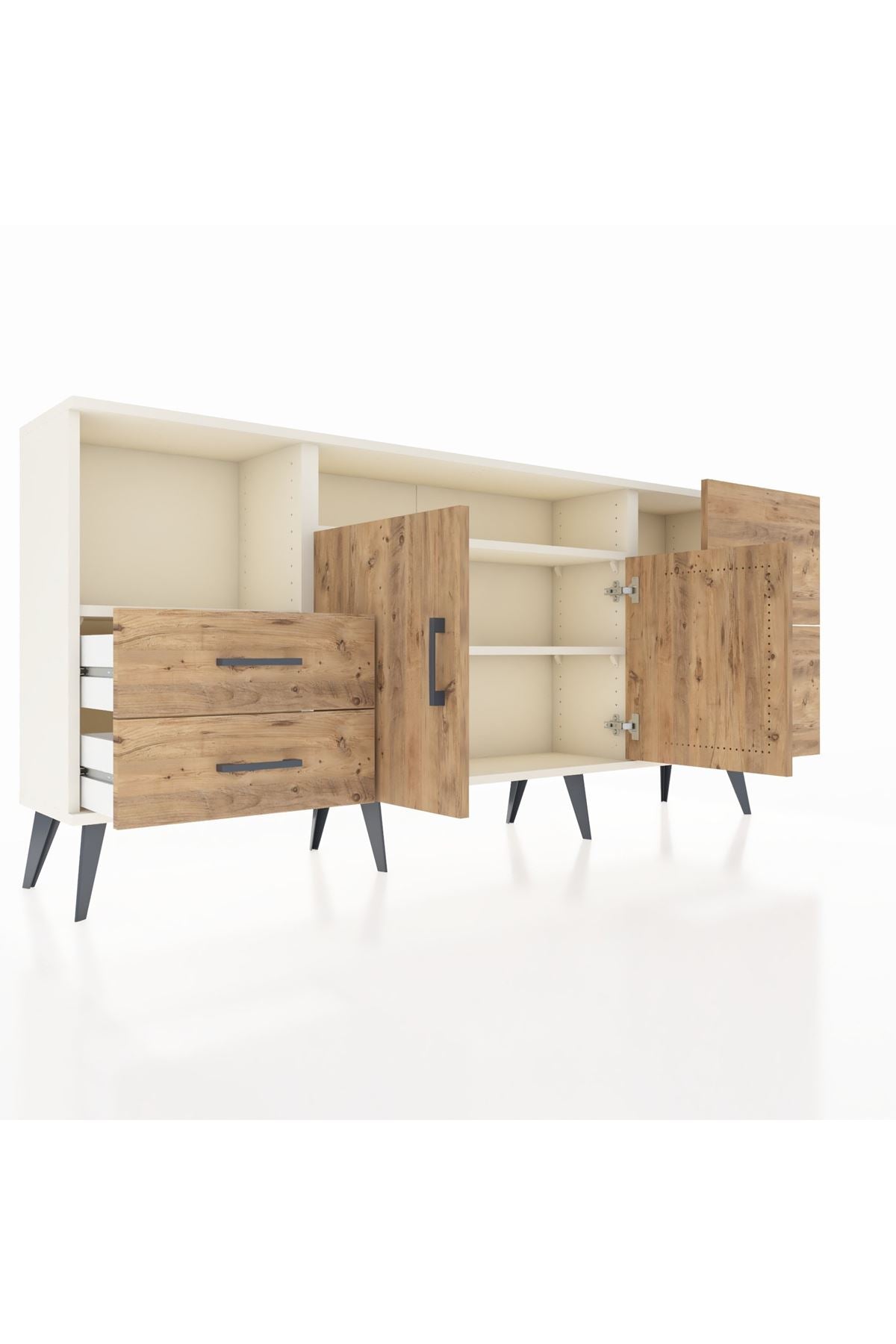 Arges Konsol 3 Raflı 4 Çekmeceli 2 Kapaklı 176x30x83 - S148M034V03A