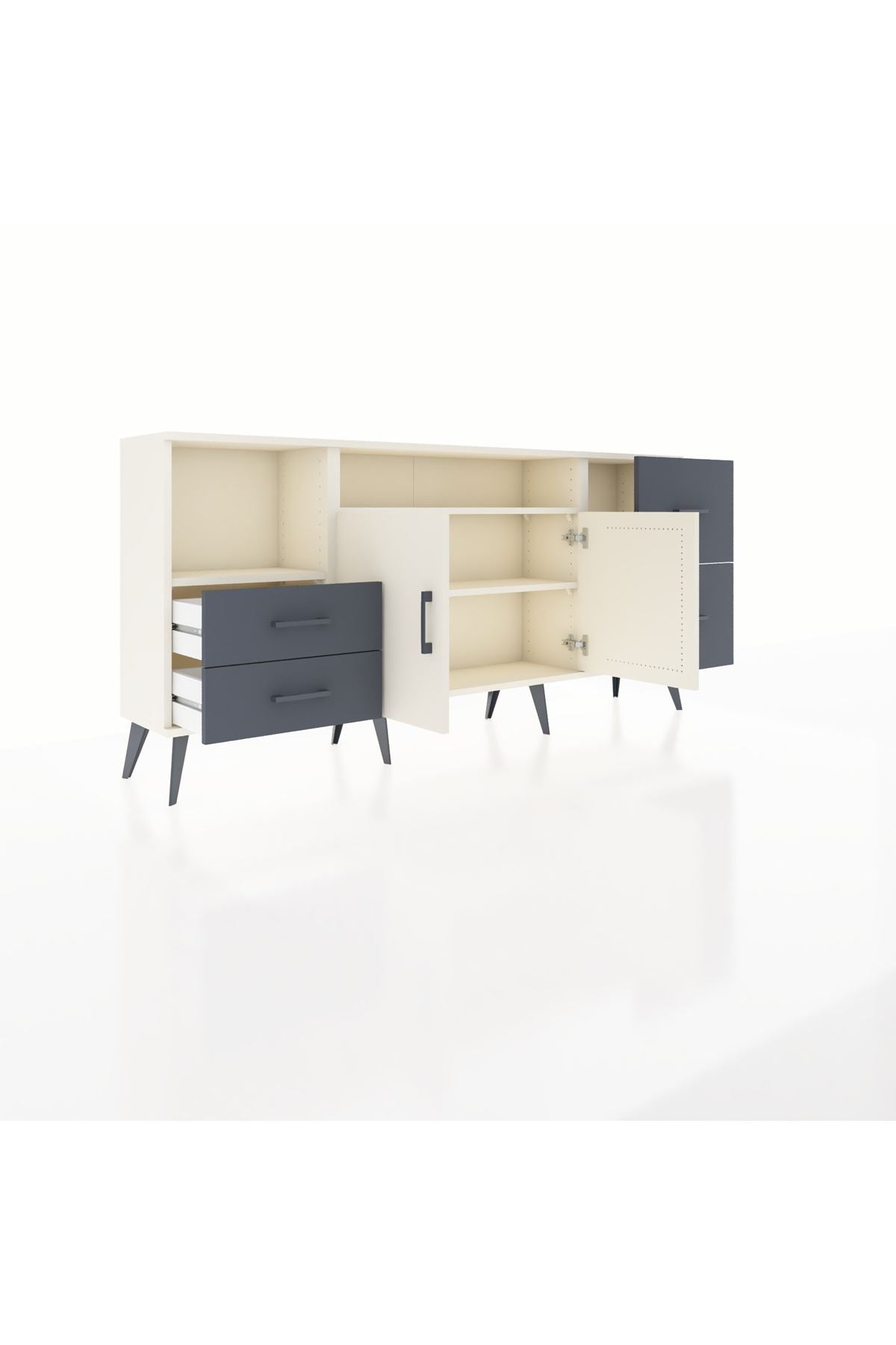Arges Konsol 3 Raflı 4 Çekmeceli 2 Kapaklı 176x30x83 - S148M034V05A