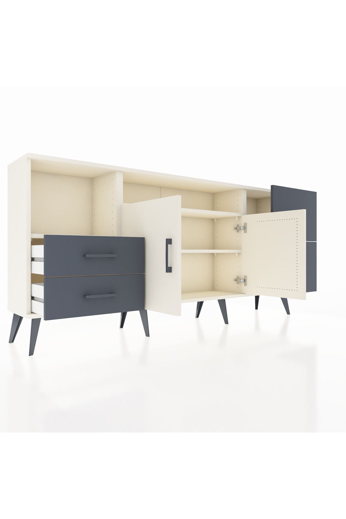 Arges Konsol 3 Raflı 4 Çekmeceli 2 Kapaklı 176x30x83 - S148M034V05A