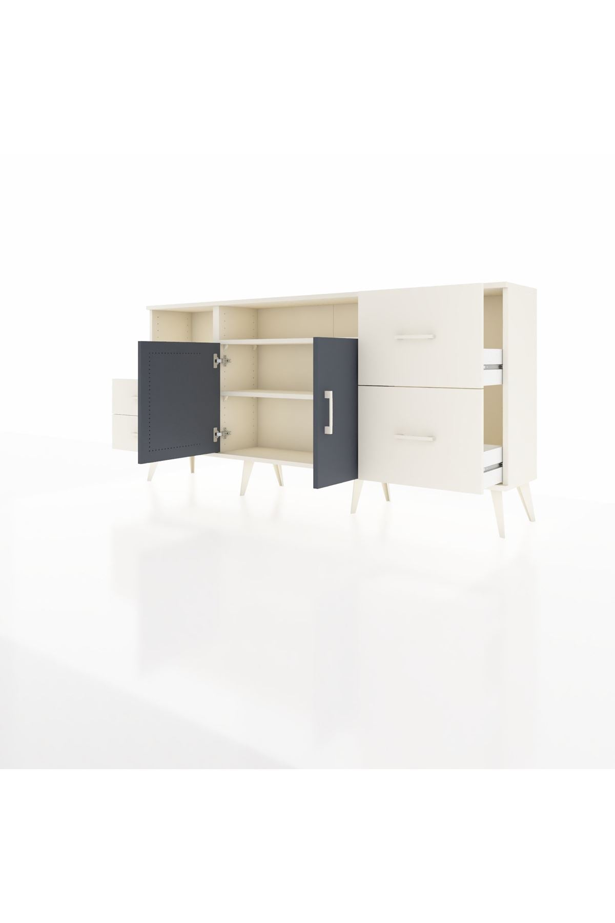 Arges Konsol 3 Raflı 4 Çekmeceli 2 Kapaklı 176x30x83 - S148M034V07A