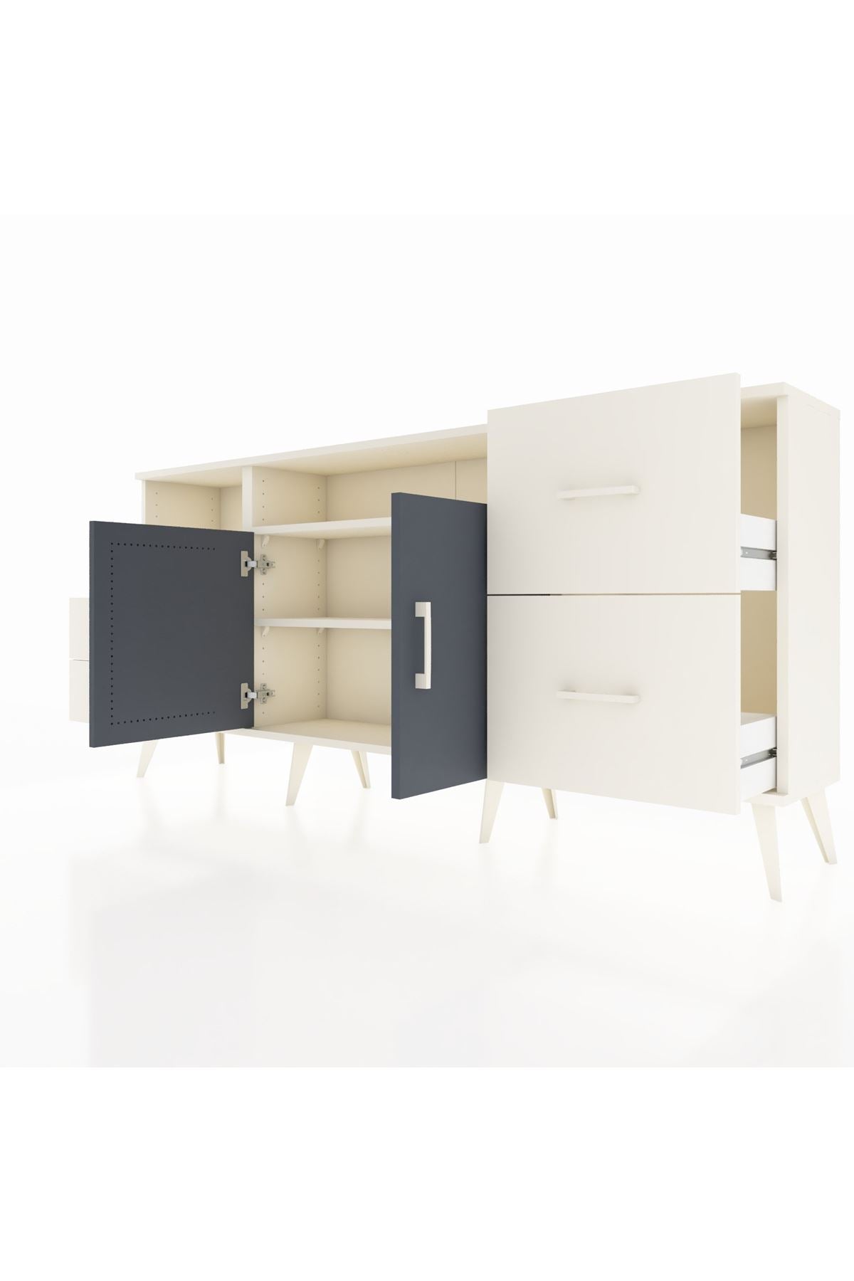 Arges Konsol 3 Raflı 4 Çekmeceli 2 Kapaklı 176x30x83 - S148M034V07A