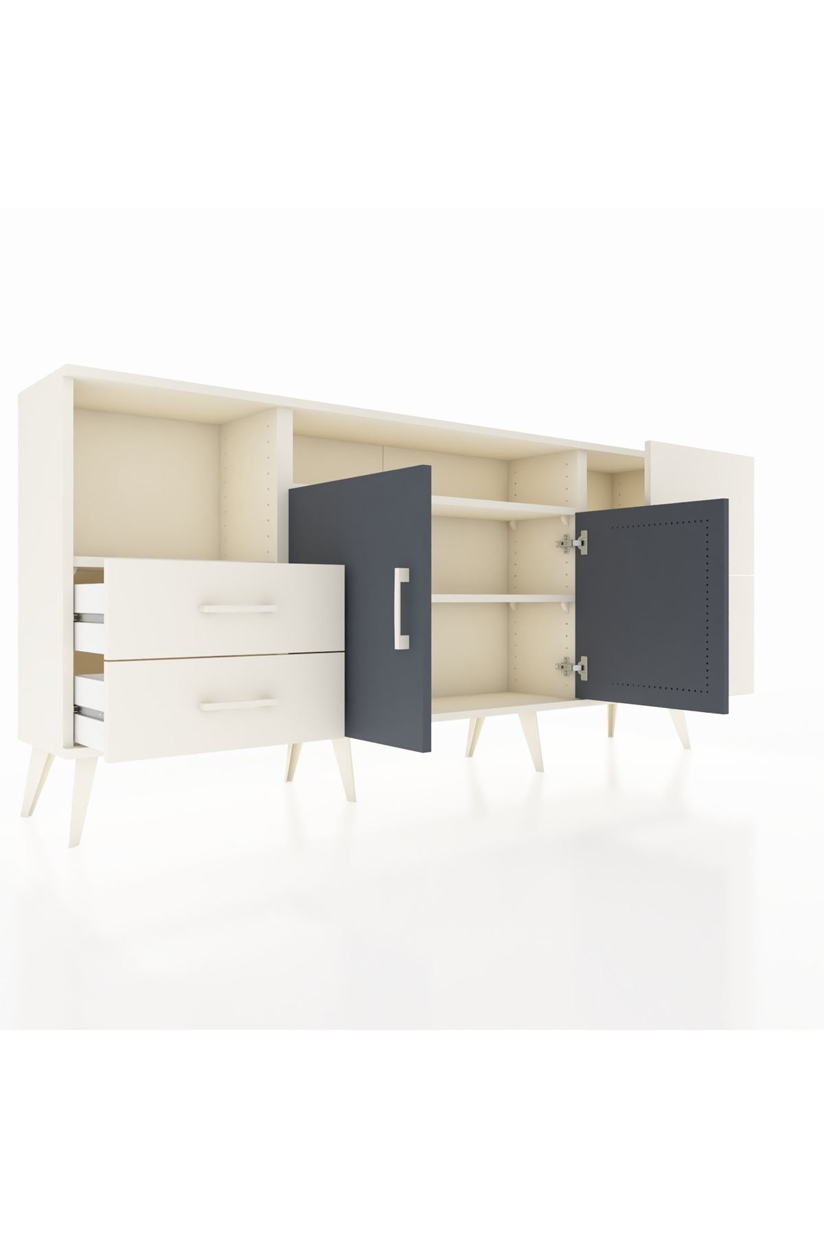 Arges Konsol 3 Raflı 4 Çekmeceli 2 Kapaklı 176x30x83 - S148M034V07A