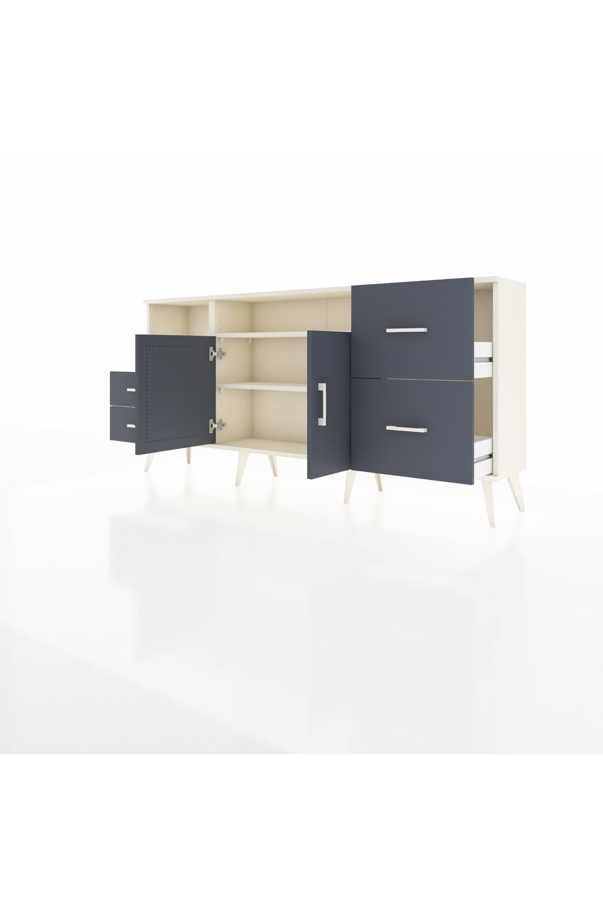 Arges Konsol 3 Raflı 4 Çekmeceli 2 Kapaklı 176x30x83 - S148M034V08A