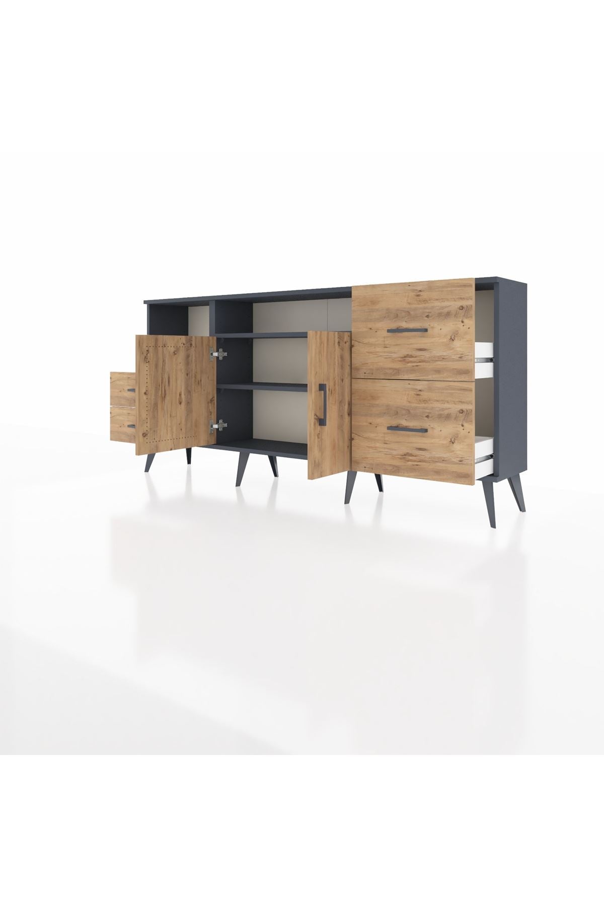 Arges Konsol 3 Raflı 4 Çekmeceli 2 Kapaklı 176x30x83 - S148M034V12A