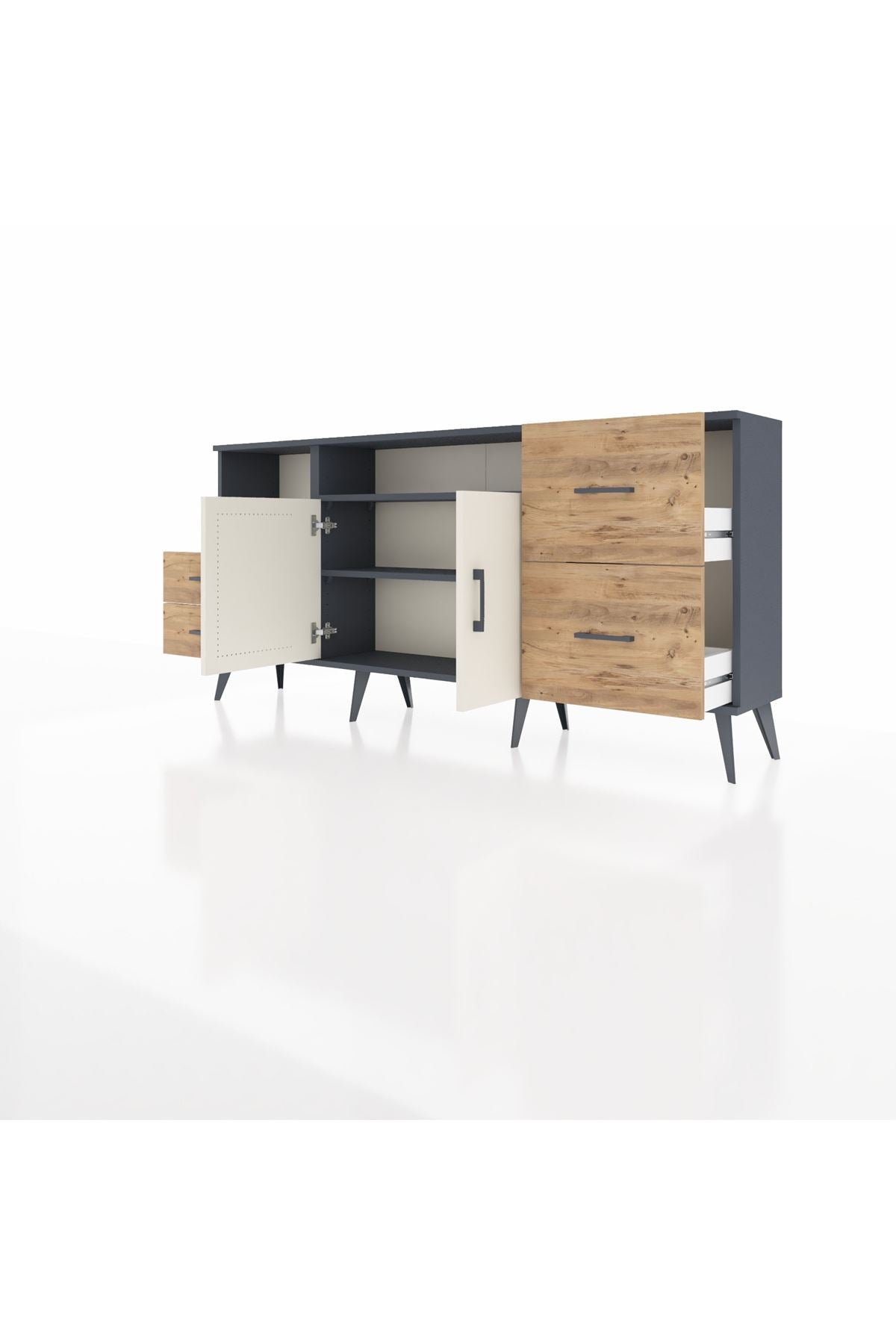 Arges Konsol 3 Raflı 4 Çekmeceli 2 Kapaklı 176x30x83 - S148M034V15A