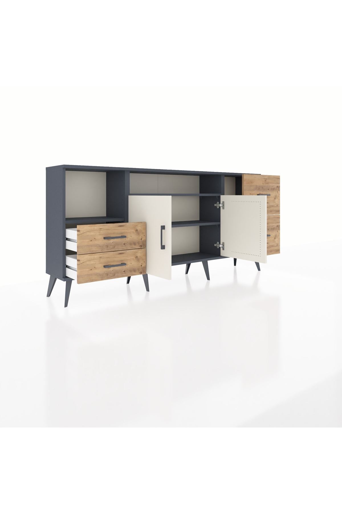 Arges Konsol 3 Raflı 4 Çekmeceli 2 Kapaklı 176x30x83 - S148M034V15A