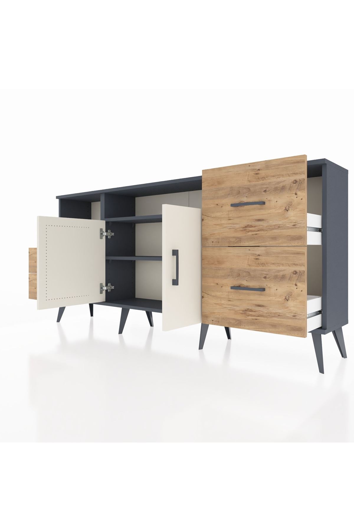 Arges Konsol 3 Raflı 4 Çekmeceli 2 Kapaklı 176x30x83 - S148M034V15A