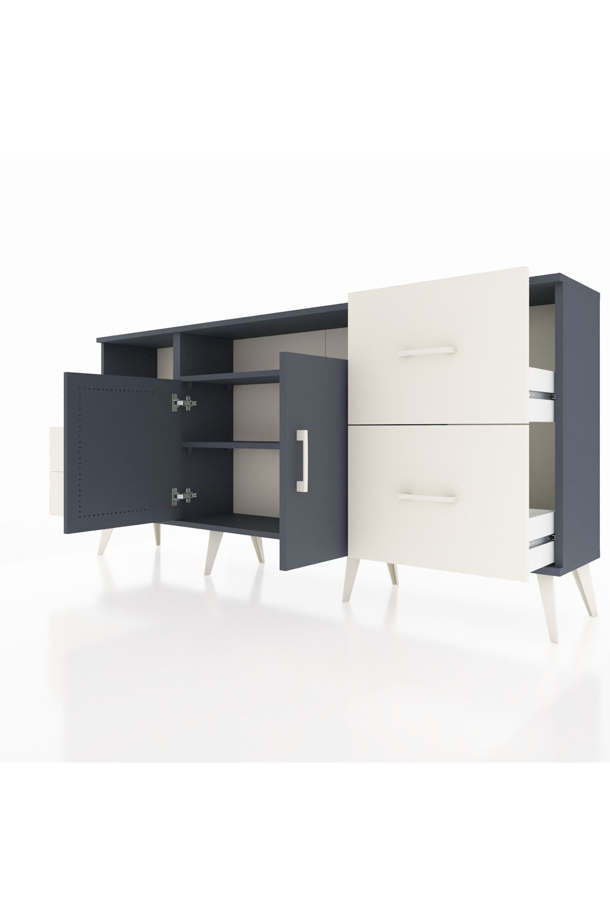 Arges Konsol 3 Raflı 4 Çekmeceli 2 Kapaklı 176x30x83 - S148M034V16A