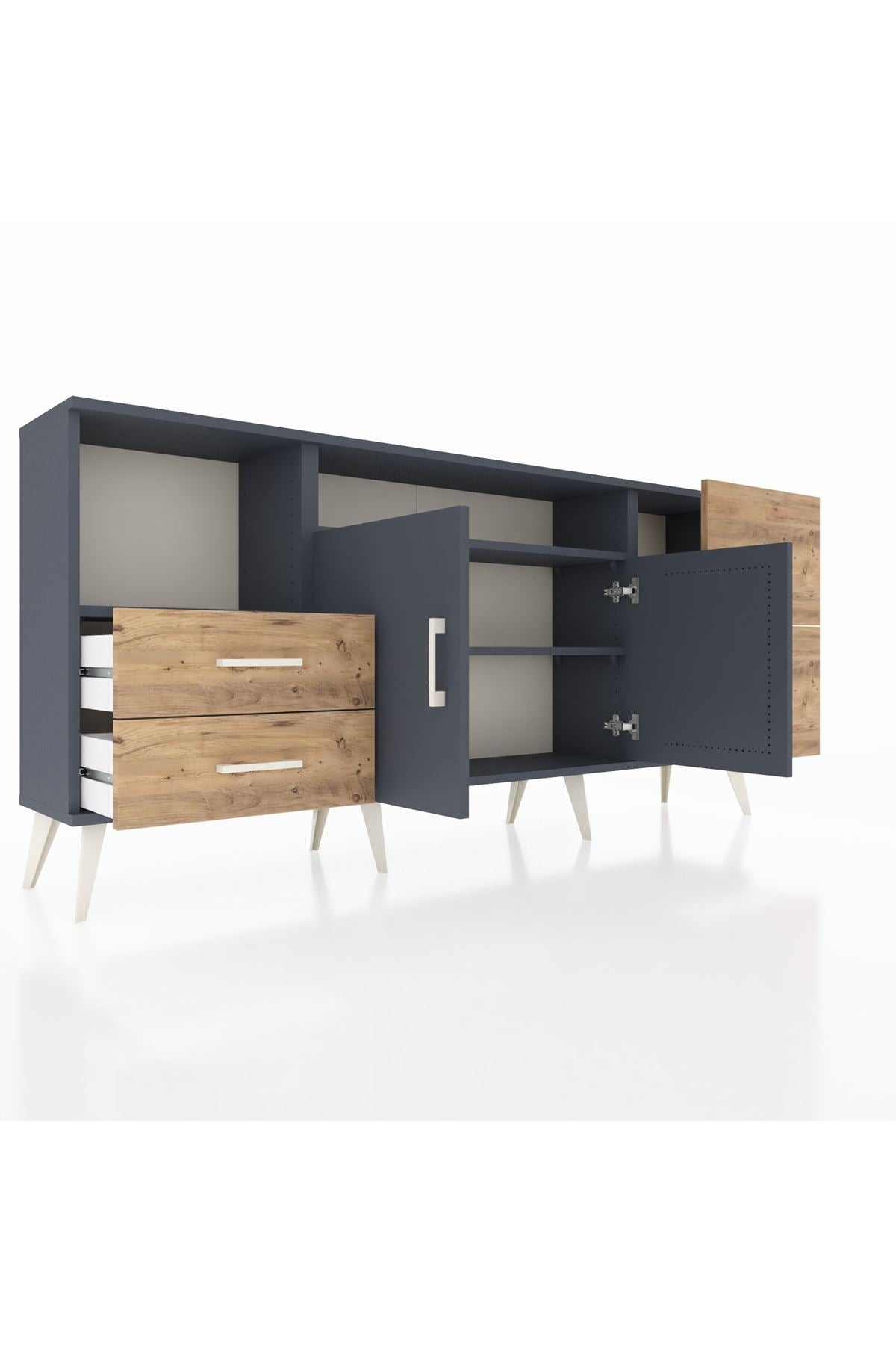 Arges Konsol 3 Raflı 4 Çekmeceli 2 Kapaklı 176x30x83 - S148M034V18A