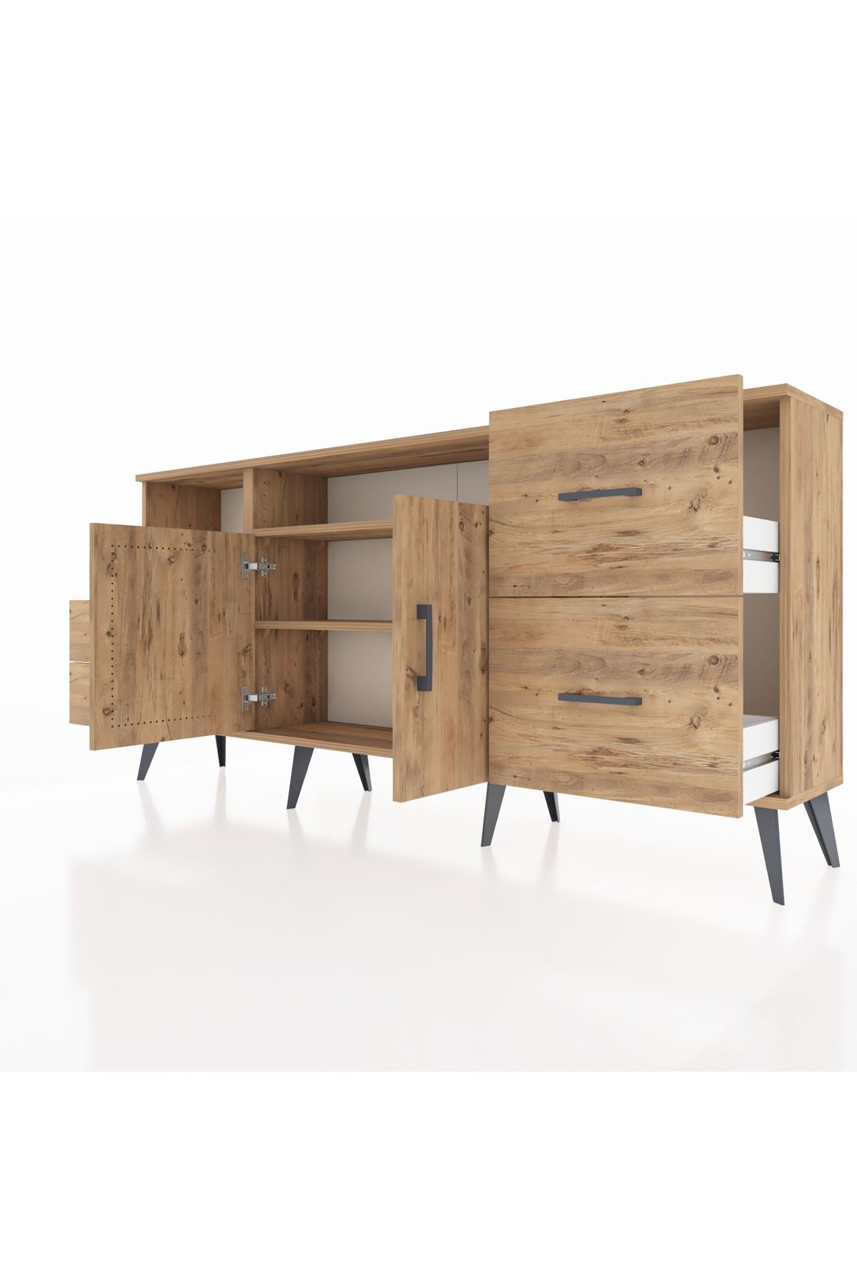 Arges Konsol 3 Raflı 4 Çekmeceli 2 Kapaklı 176x30x83 - S148M034V21A