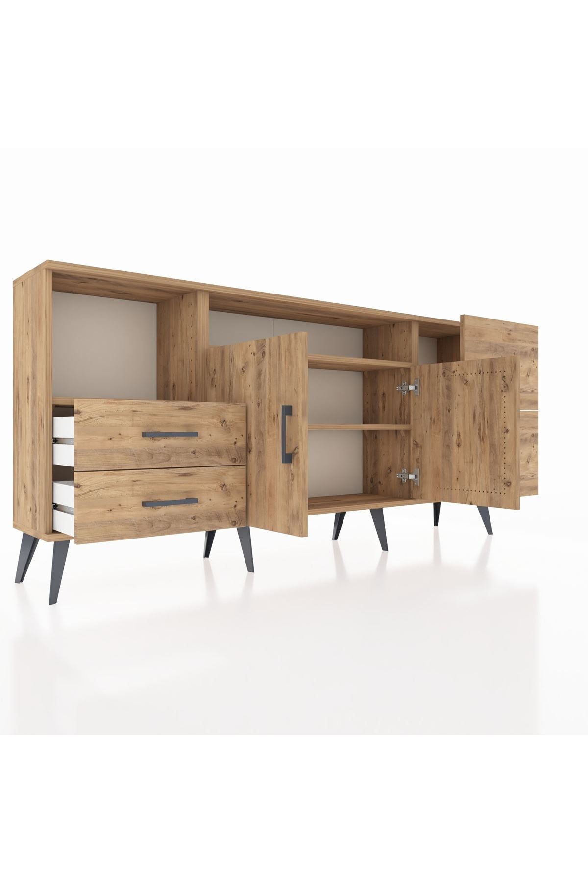 Arges Konsol 3 Raflı 4 Çekmeceli 2 Kapaklı 176x30x83 - S148M034V21A