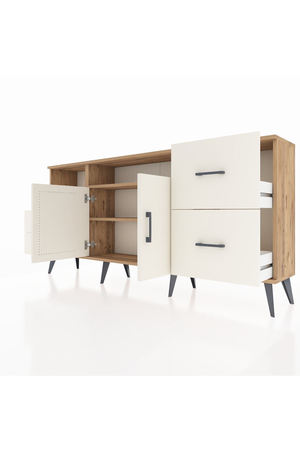 Arges Konsol 3 Raflı 4 Çekmeceli 2 Kapaklı 176x30x83 - S148M034V22A