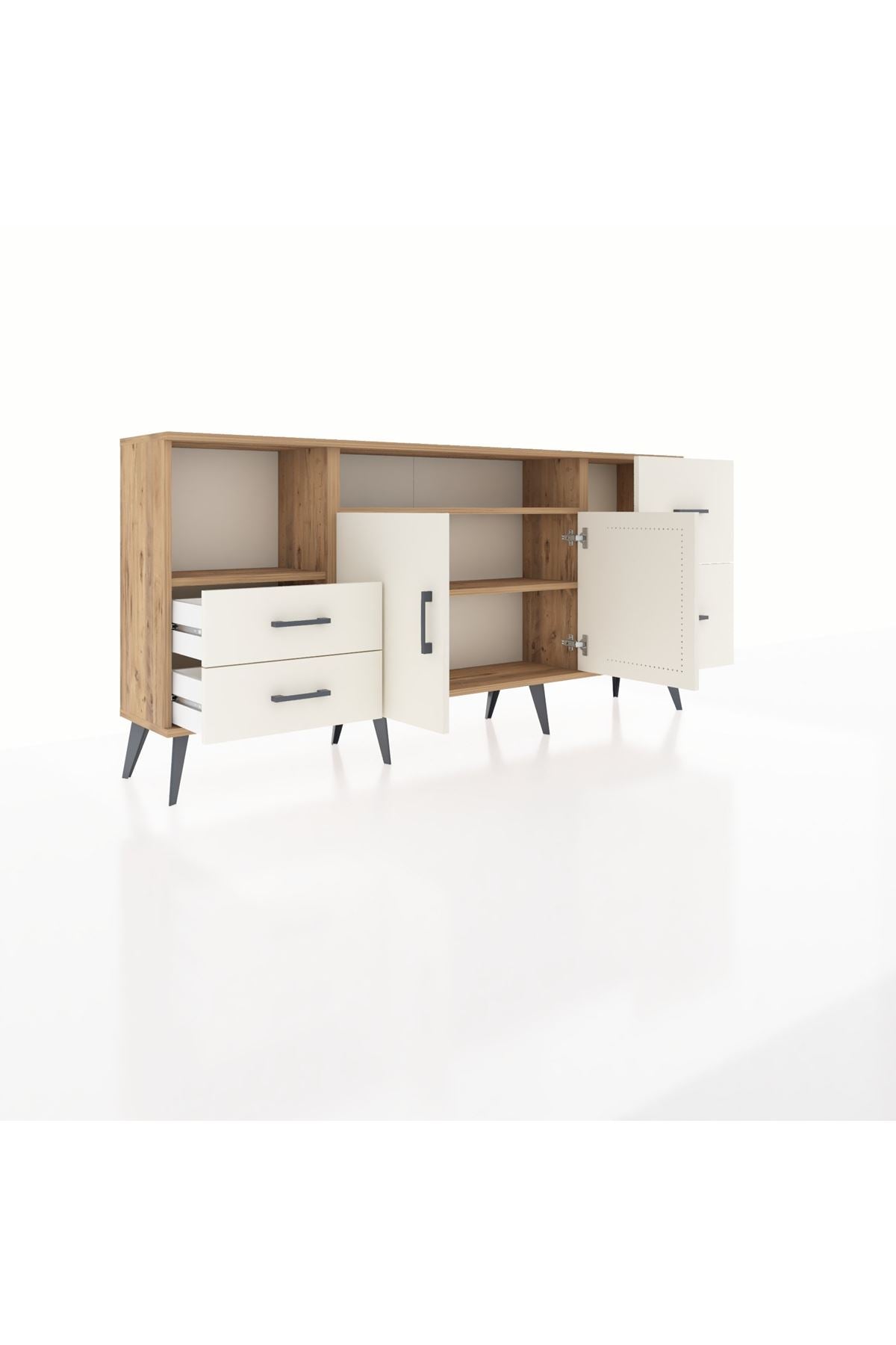 Arges Konsol 3 Raflı 4 Çekmeceli 2 Kapaklı 176x30x83 - S148M034V22A