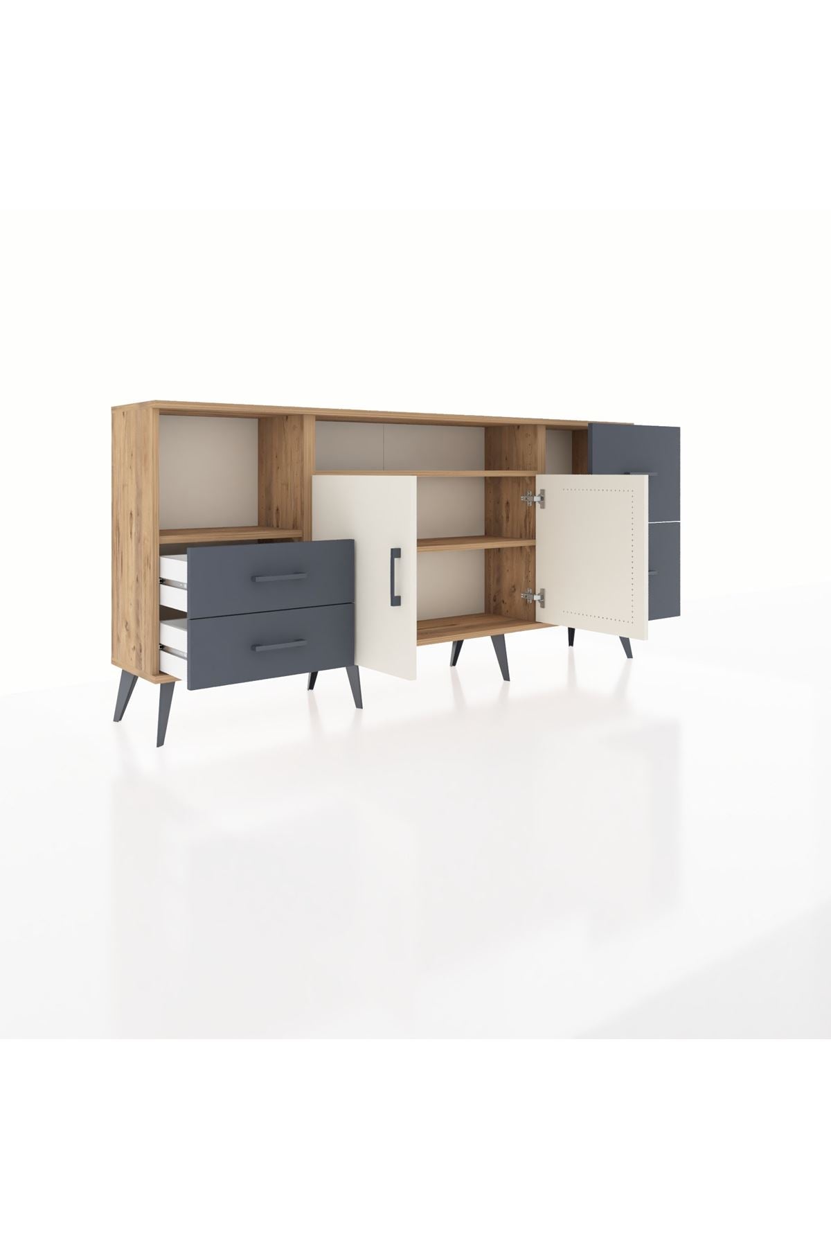 Arges Konsol 3 Raflı 4 Çekmeceli 2 Kapaklı 176x30x83 - S148M034V23A