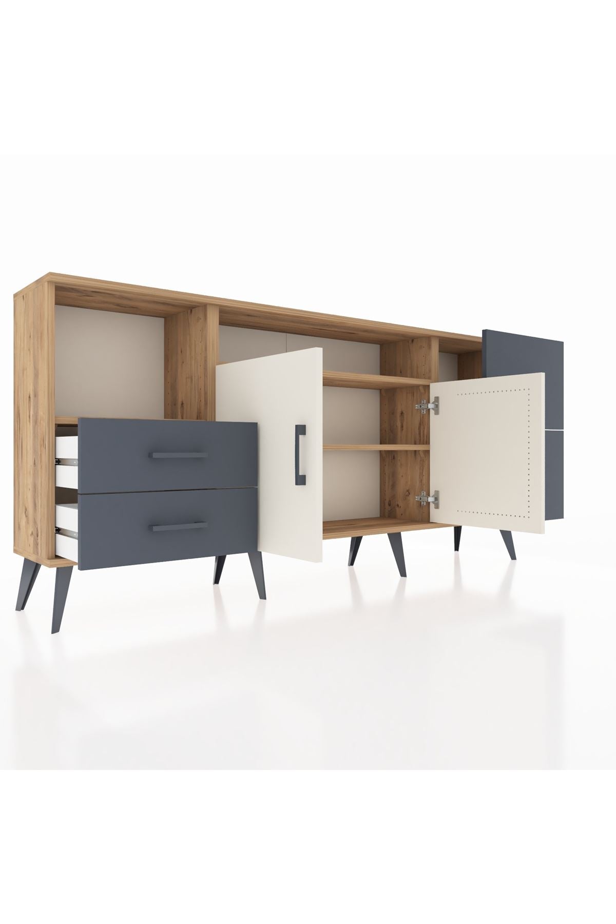 Arges Konsol 3 Raflı 4 Çekmeceli 2 Kapaklı 176x30x83 - S148M034V23A