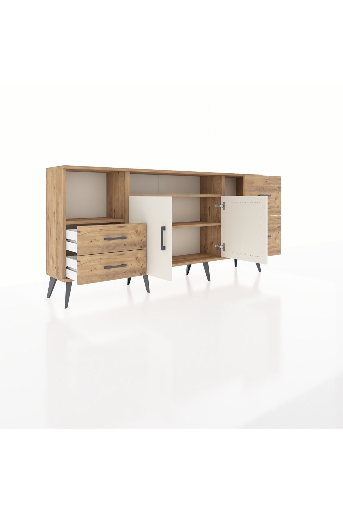 Arges Konsol 3 Raflı 4 Çekmeceli 2 Kapaklı 176x30x83 - S148M034V24A
