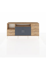 Arges Konsol 3 Raflı 4 Çekmeceli 2 Kapaklı 176x30x83