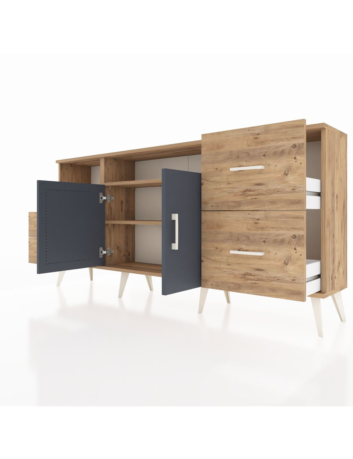 Arges Konsol 3 Raflı 4 Çekmeceli 2 Kapaklı 176x30x83 - S148M034V27A