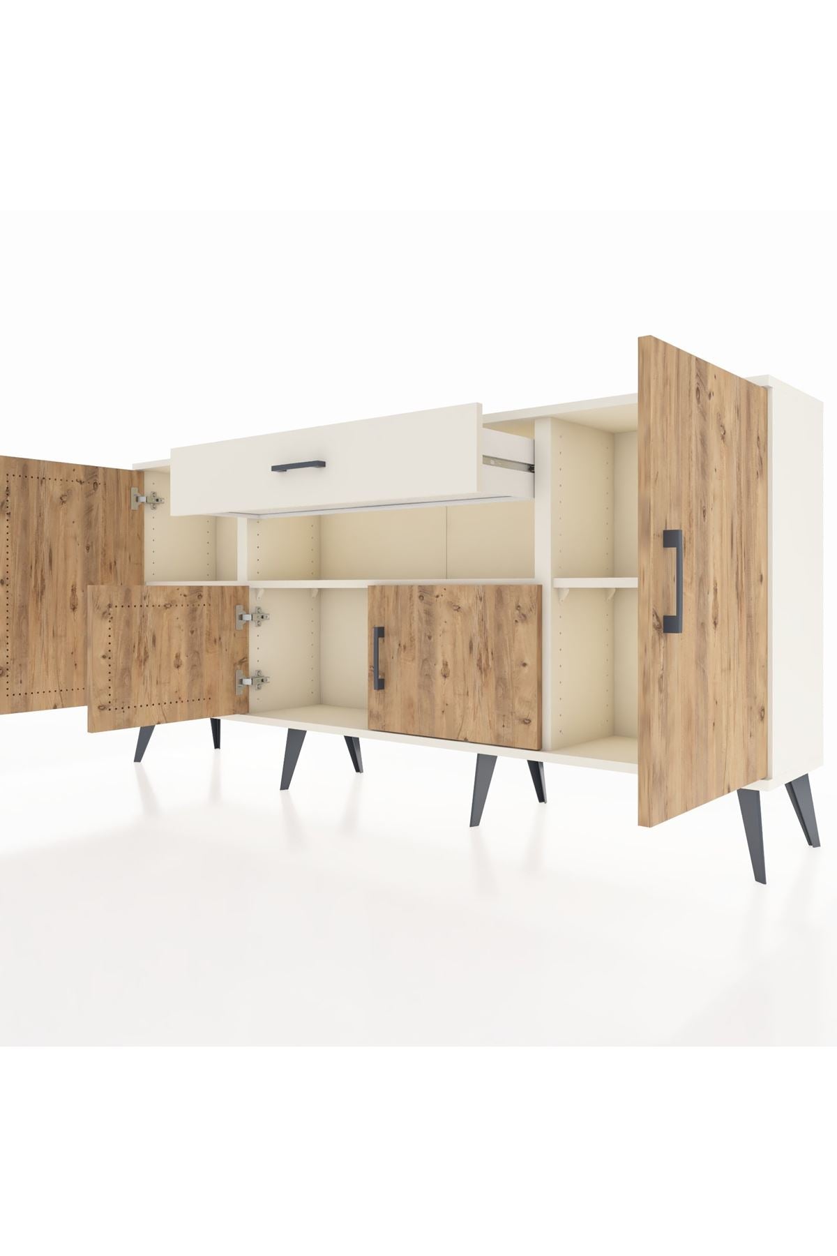 Arges Konsol 3 Raflı Tek Çekmeceli 4 Kapaklı 176x30x83 - S148M035V01A