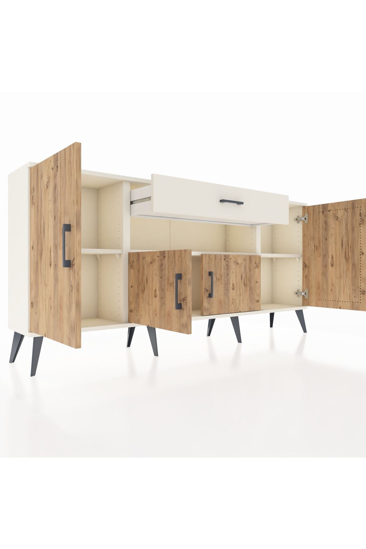 Arges Konsol 3 Raflı Tek Çekmeceli 4 Kapaklı 176x30x83 - S148M035V01A