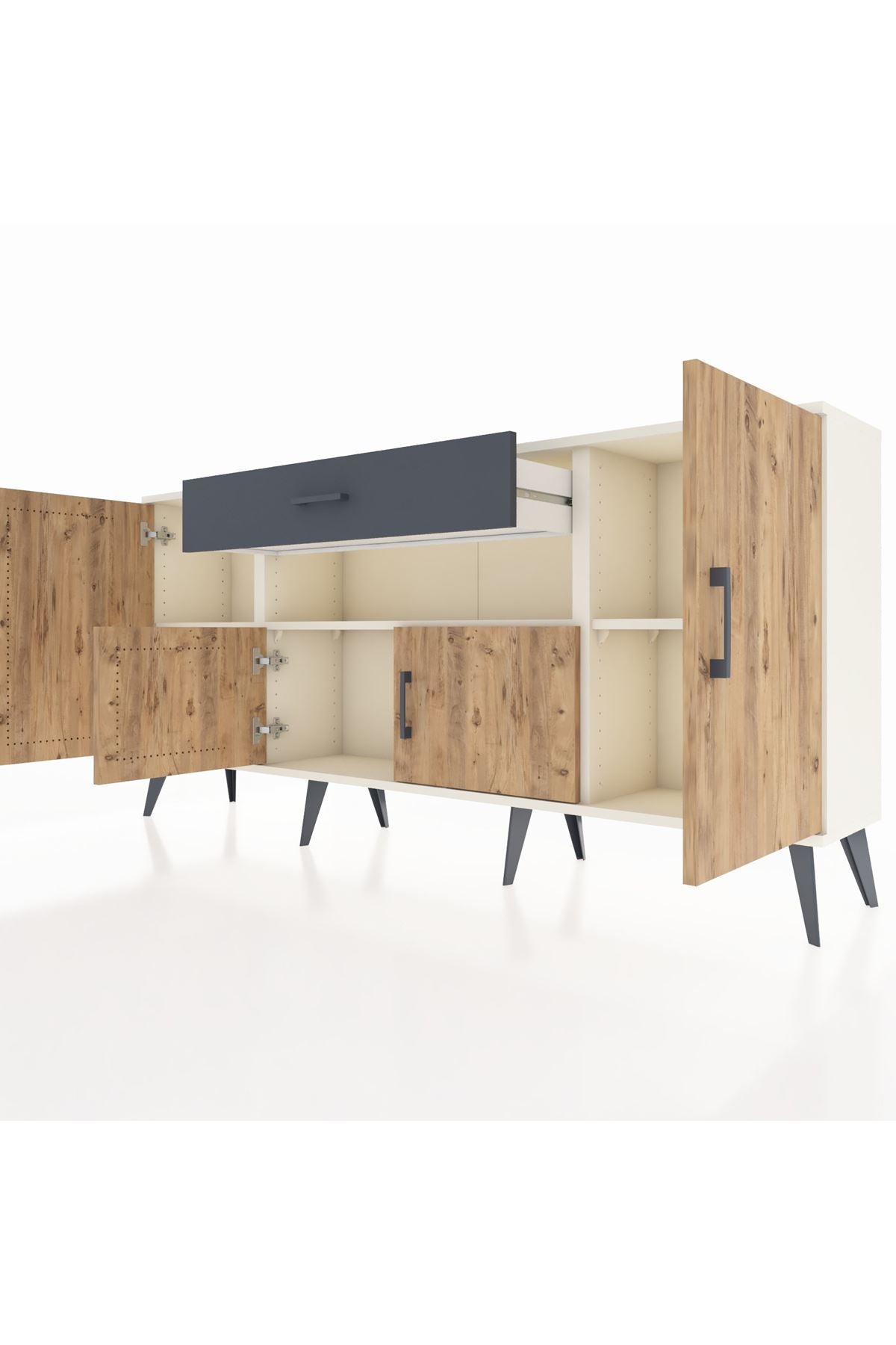 Arges Konsol 3 Raflı Tek Çekmeceli 4 Kapaklı 176x30x83 - S148M035V02A