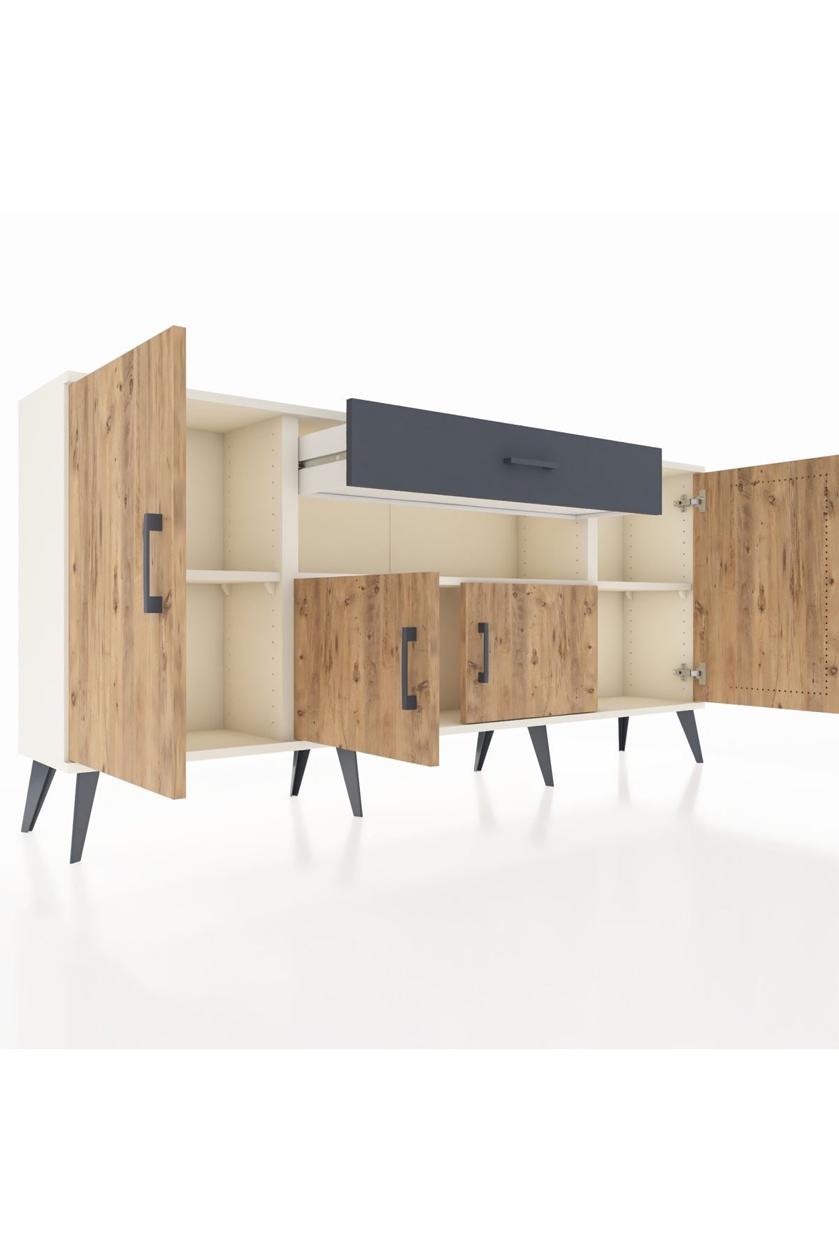 Arges Konsol 3 Raflı Tek Çekmeceli 4 Kapaklı 176x30x83 - S148M035V02A