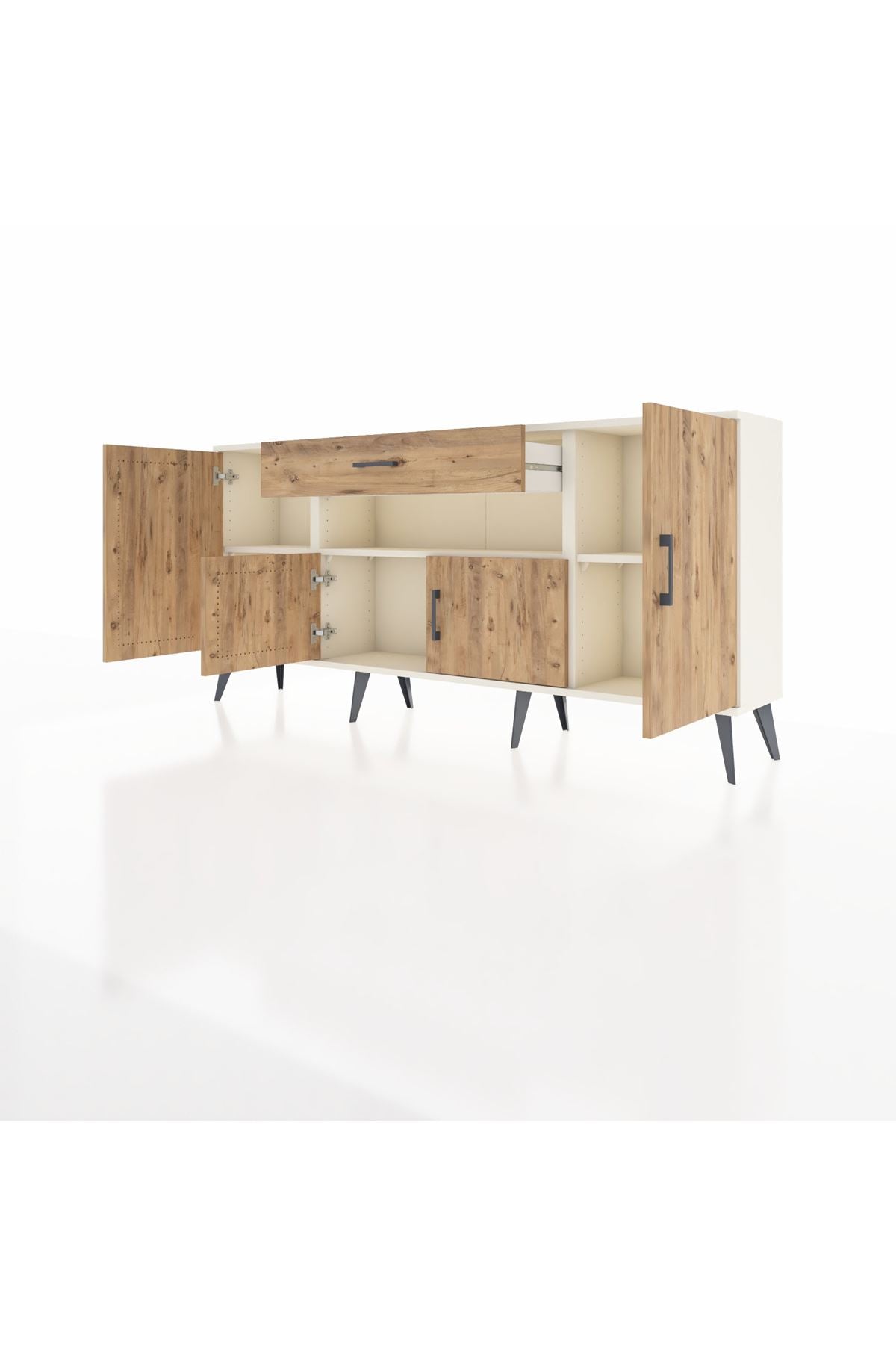 Arges Konsol 3 Raflı Tek Çekmeceli 4 Kapaklı 176x30x83 - S148M035V03A