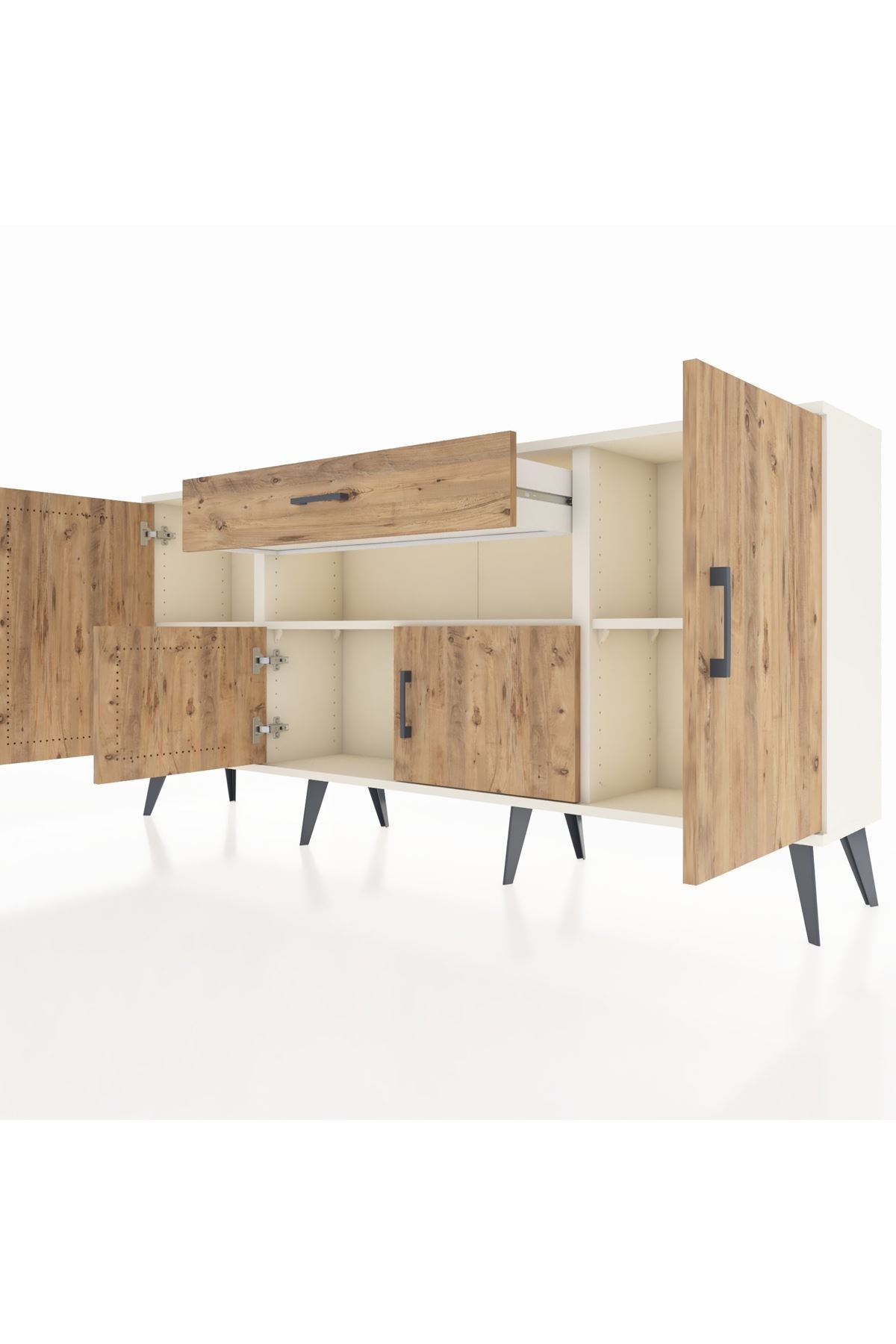 Arges Konsol 3 Raflı Tek Çekmeceli 4 Kapaklı 176x30x83 - S148M035V03A