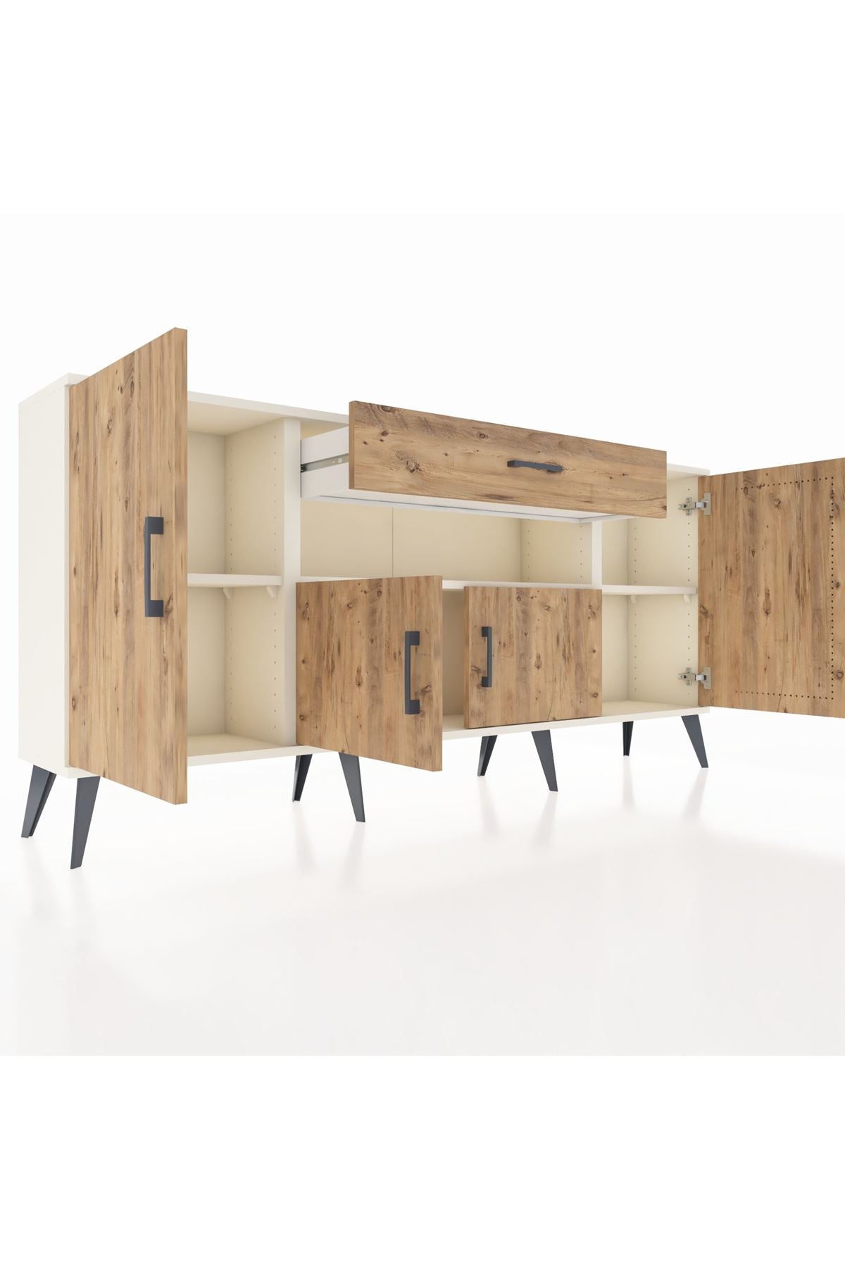 Arges Konsol 3 Raflı Tek Çekmeceli 4 Kapaklı 176x30x83 - S148M035V03A
