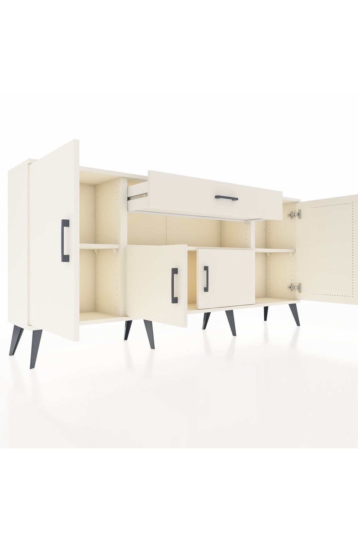 Arges Konsol 3 Raflı Tek Çekmeceli 4 Kapaklı 176x30x83 - S148M035V04A