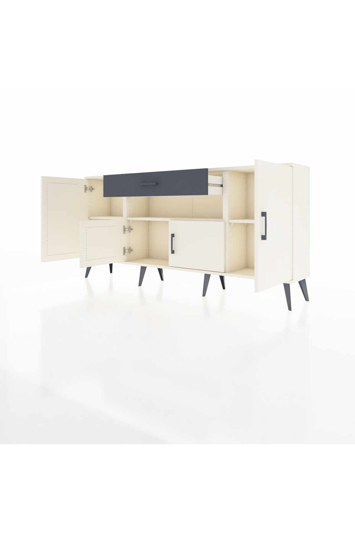 Arges Konsol 3 Raflı Tek Çekmeceli 4 Kapaklı 176x30x83 - S148M035V05A