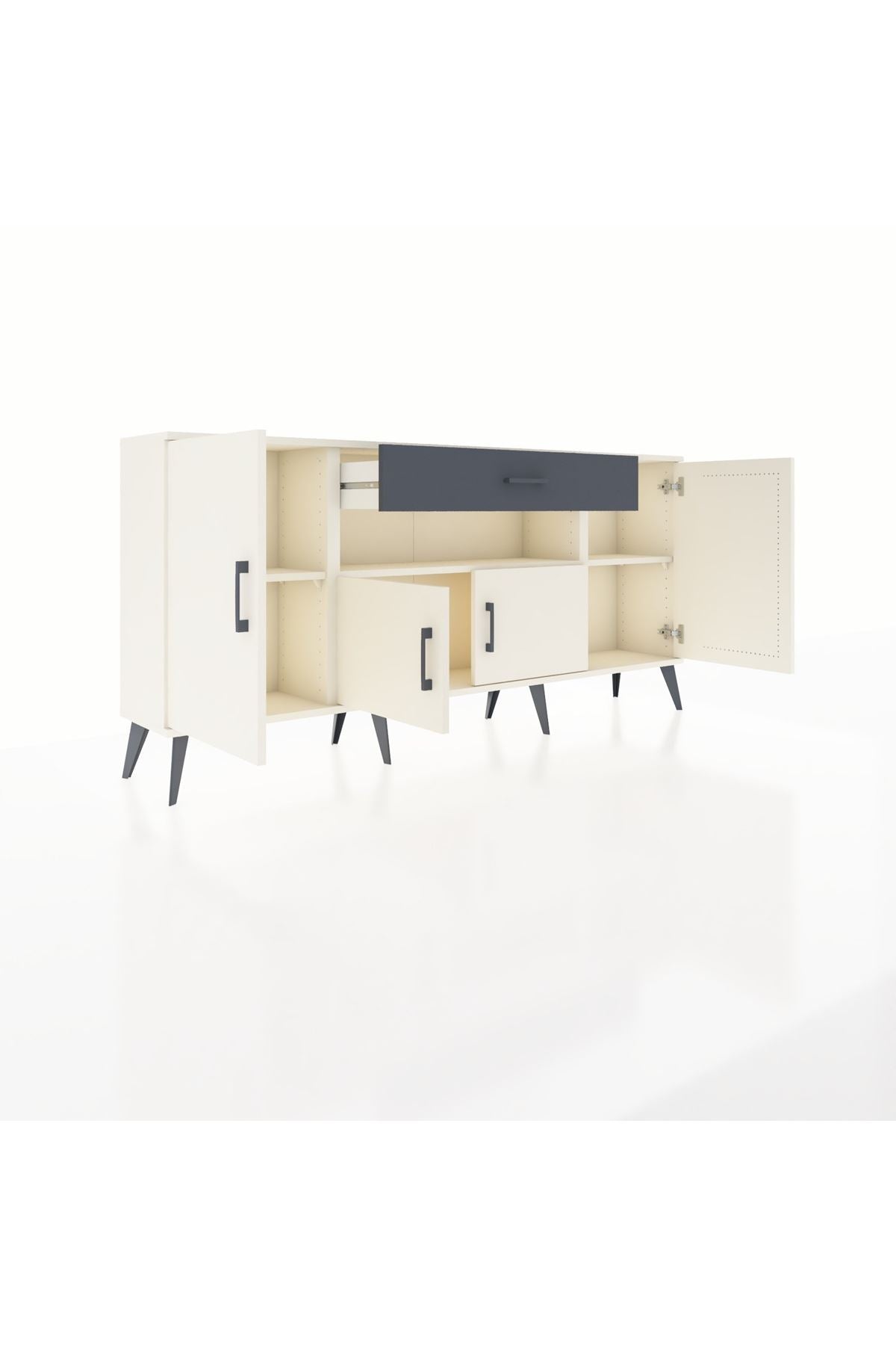 Arges Konsol 3 Raflı Tek Çekmeceli 4 Kapaklı 176x30x83 - S148M035V05A