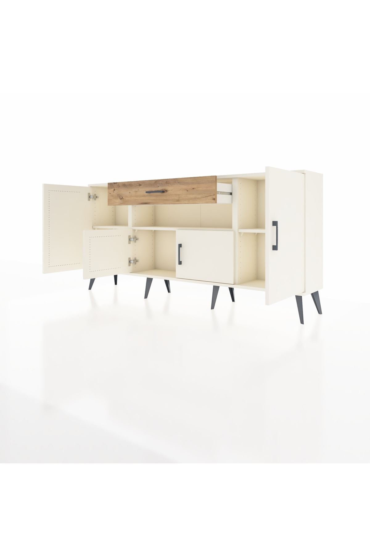 Arges Konsol 3 Raflı Tek Çekmeceli 4 Kapaklı 176x30x83 - S148M035V06A
