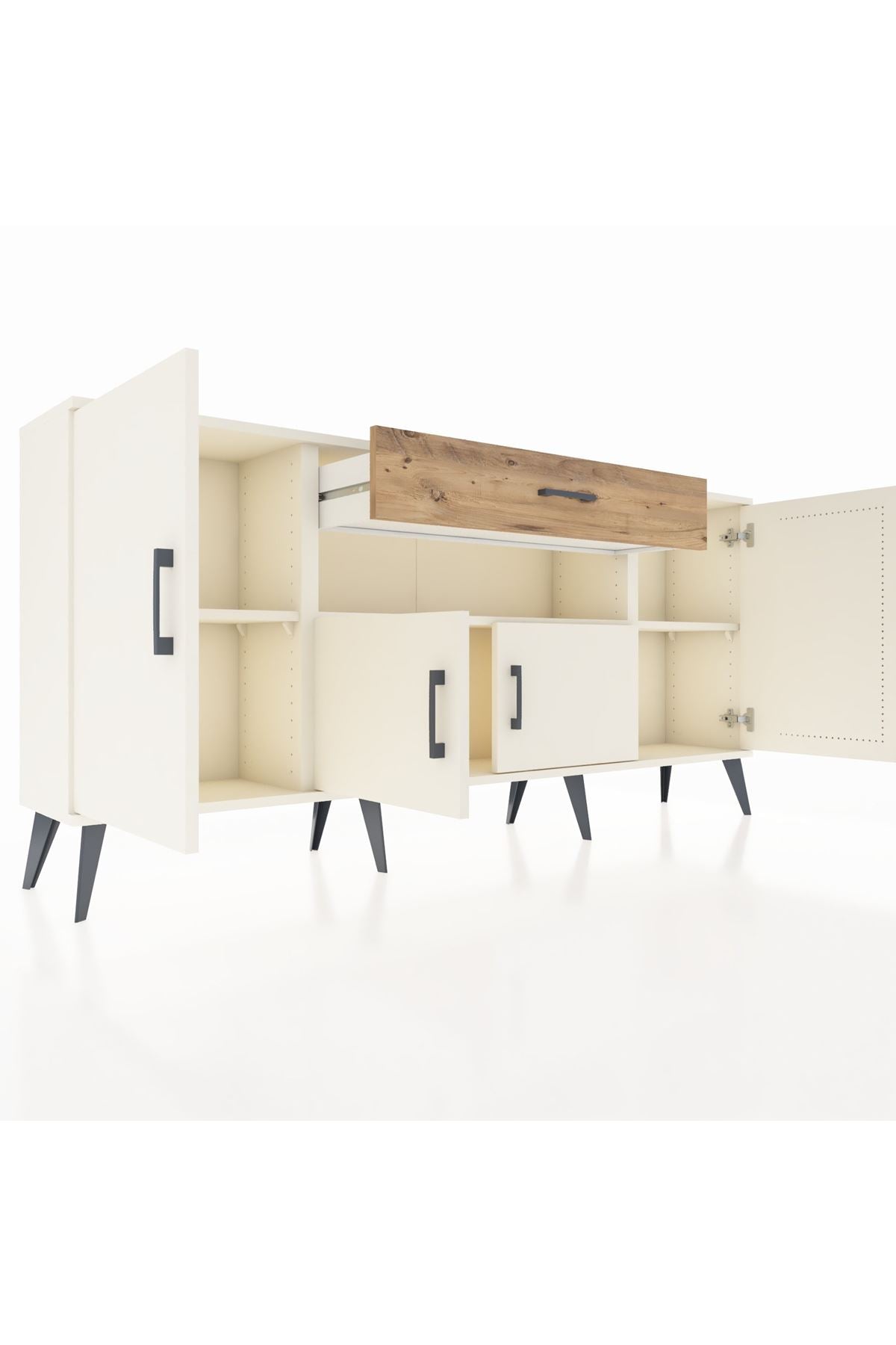 Arges Konsol 3 Raflı Tek Çekmeceli 4 Kapaklı 176x30x83 - S148M035V06A