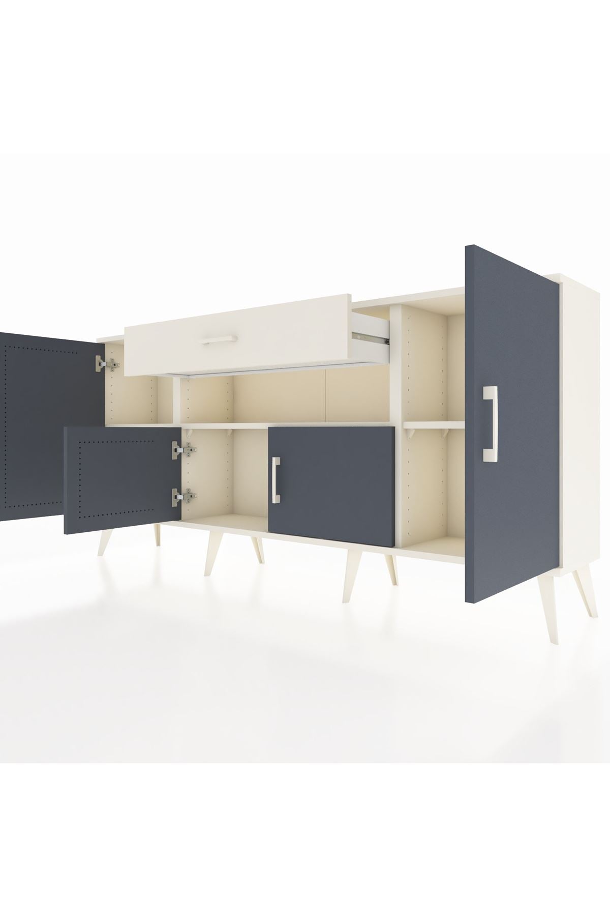 Arges Konsol 3 Raflı Tek Çekmeceli 4 Kapaklı 176x30x83 - S148M035V07A