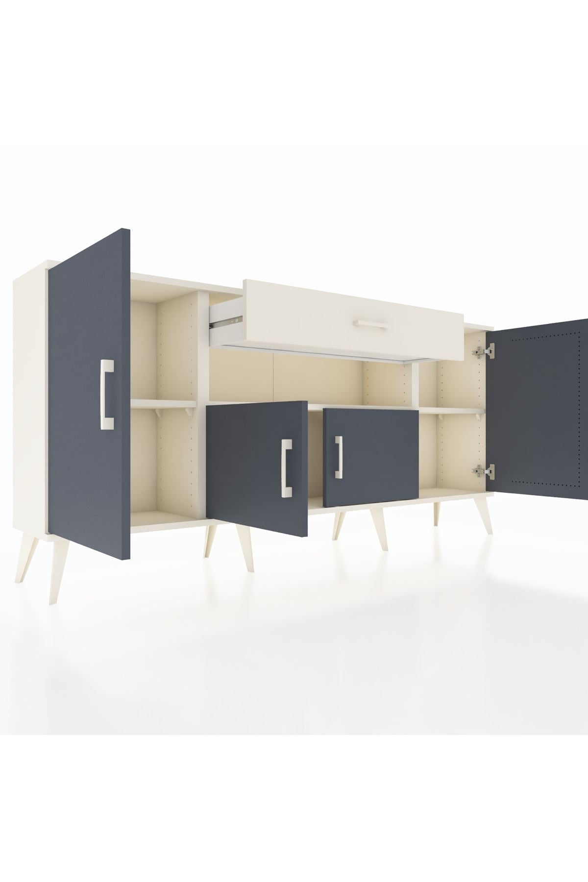 Arges Konsol 3 Raflı Tek Çekmeceli 4 Kapaklı 176x30x83 - S148M035V07A