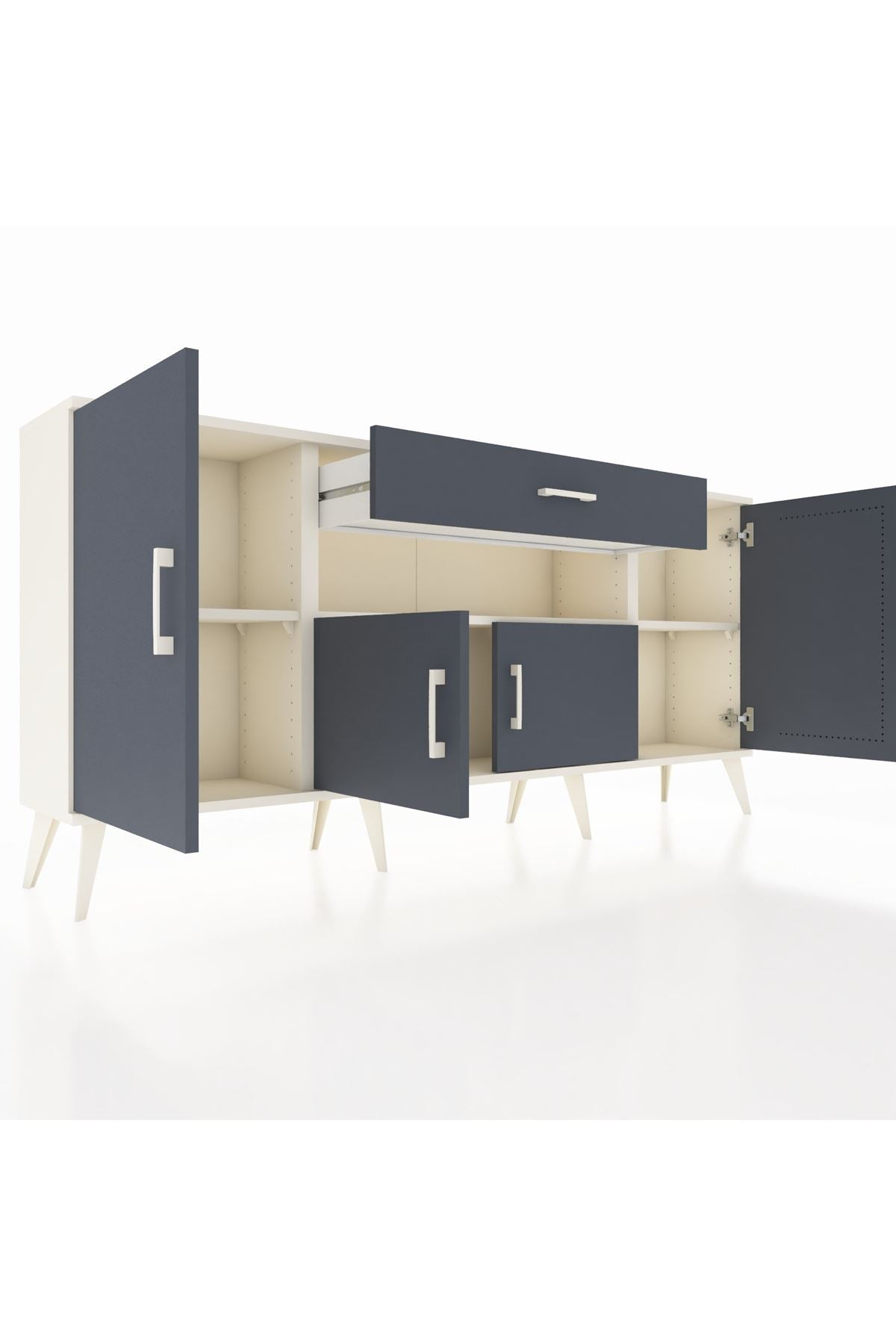 Arges Konsol 3 Raflı Tek Çekmeceli 4 Kapaklı 176x30x83 - S148M035V08A