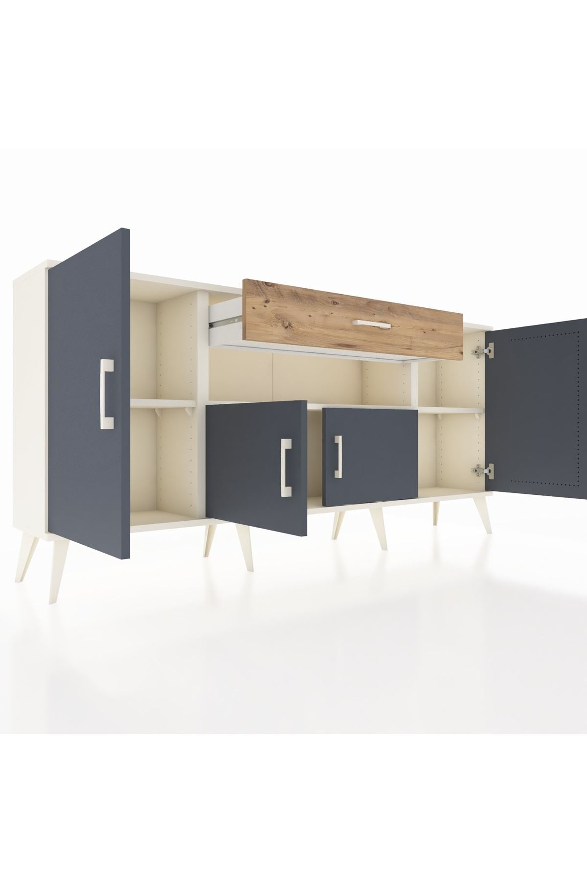 Arges Konsol 3 Raflı Tek Çekmeceli 4 Kapaklı 176x30x83 - S148M035V09A