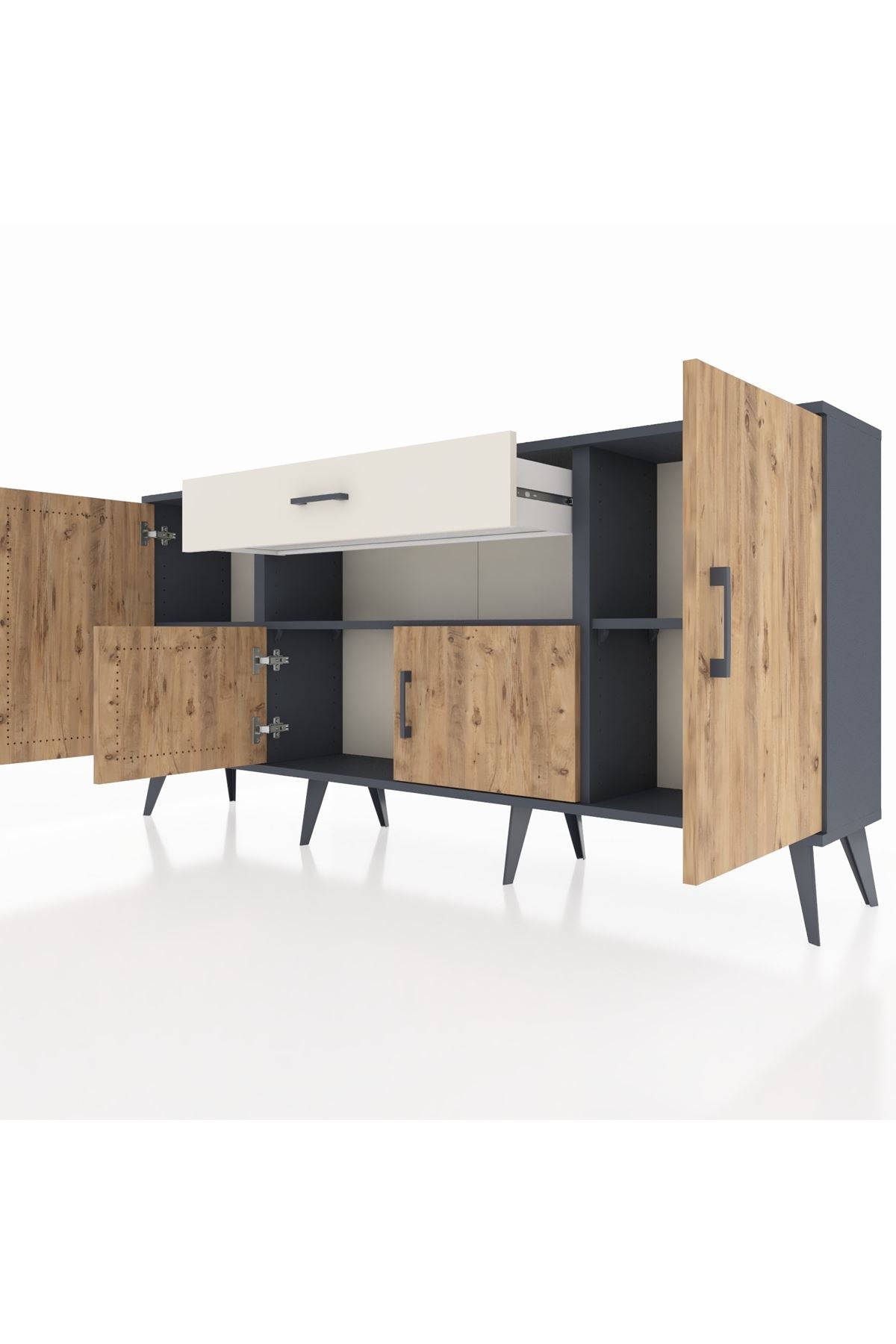 Arges Konsol 3 Raflı Tek Çekmeceli 4 Kapaklı 176x30x83 - S148M035V10A