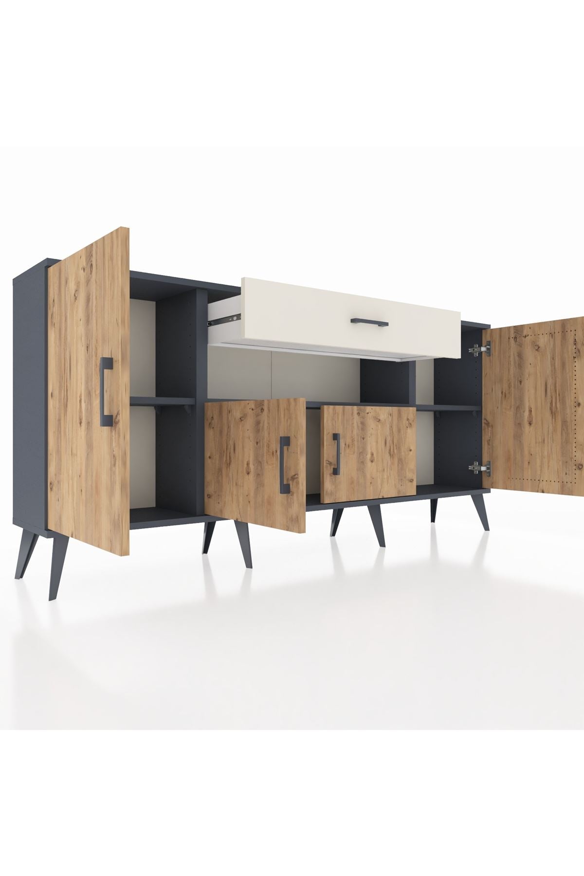 Arges Konsol 3 Raflı Tek Çekmeceli 4 Kapaklı 176x30x83 - S148M035V10A