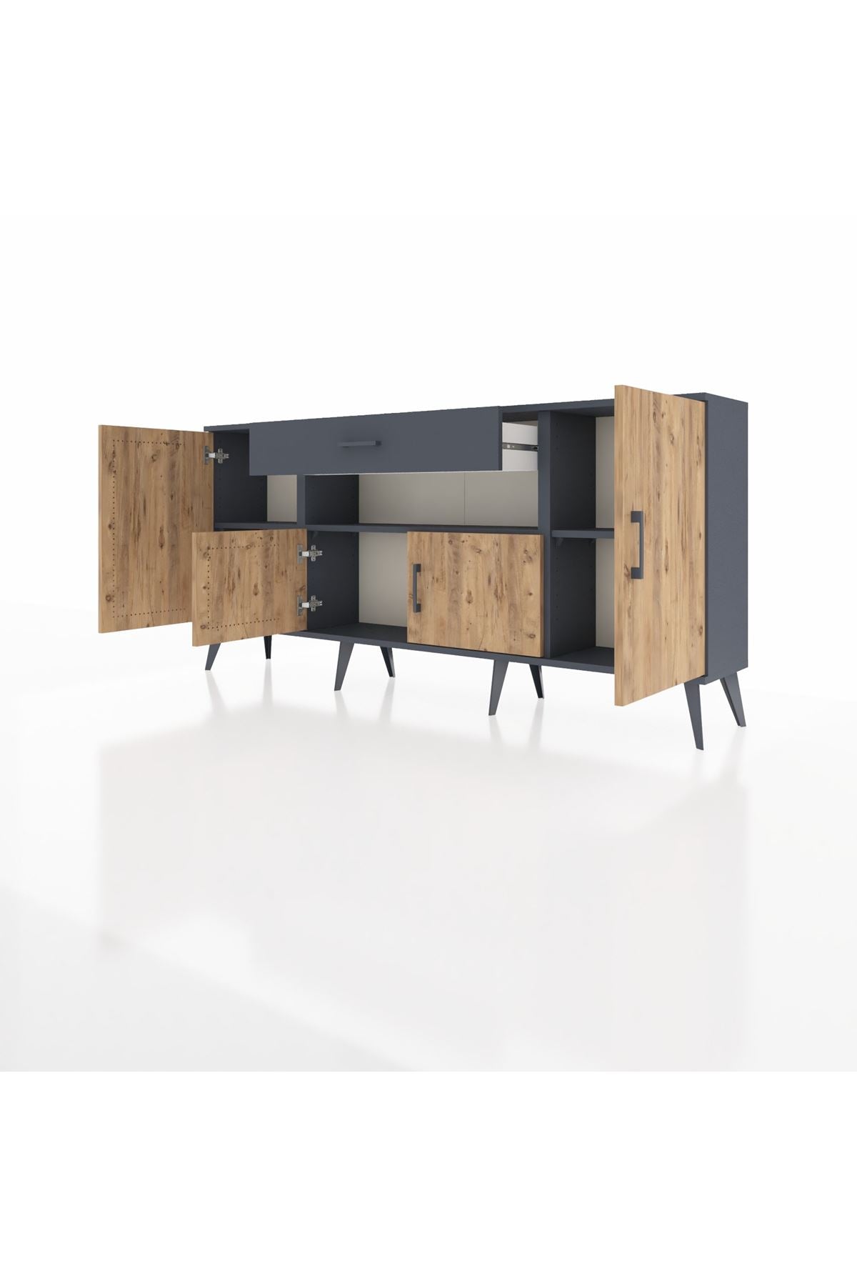 Arges Konsol 3 Raflı Tek Çekmeceli 4 Kapaklı 176x30x83 - S148M035V11A